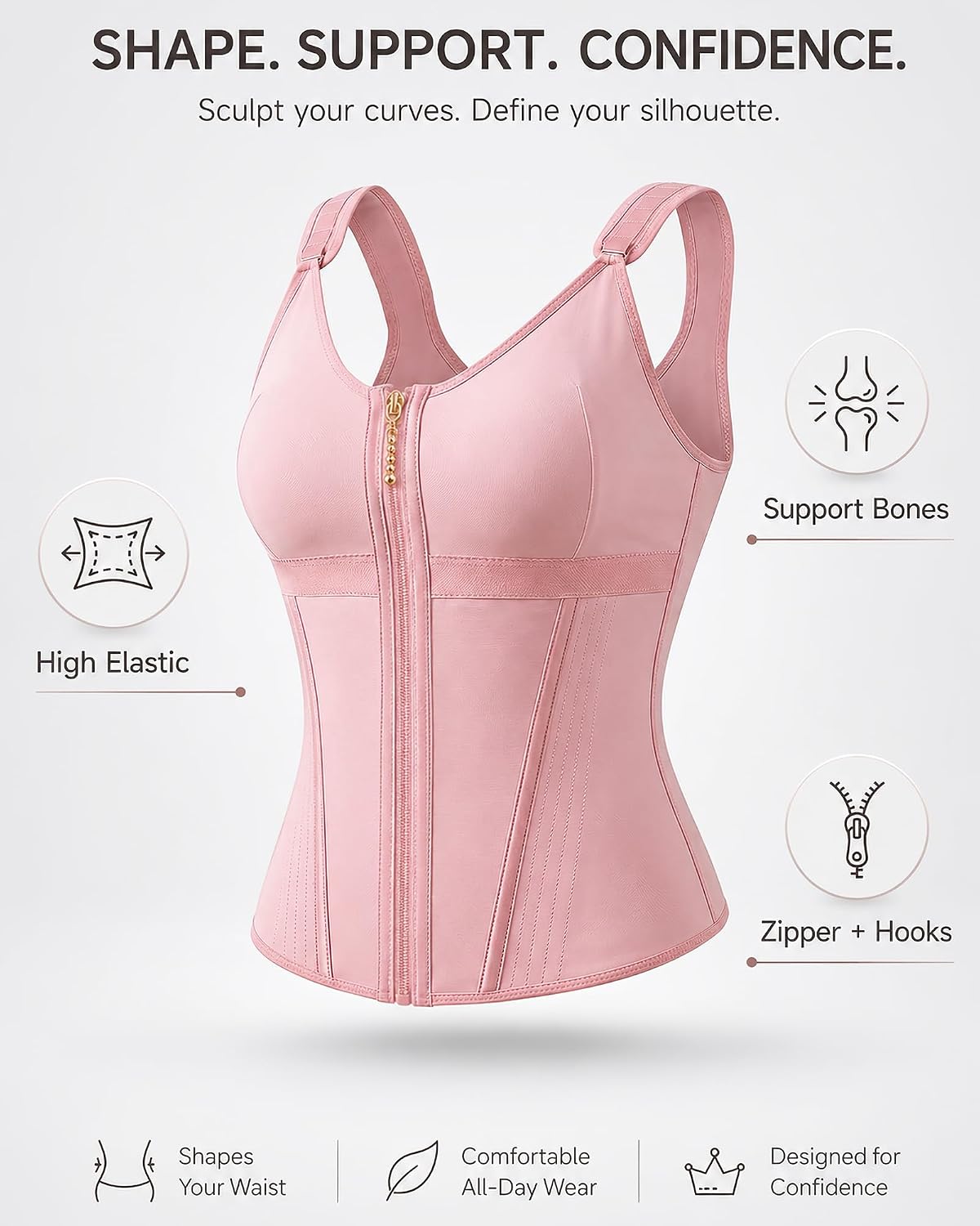 ZGQNBELLE Zipper Waist Trainer Vest with Bra — image 4