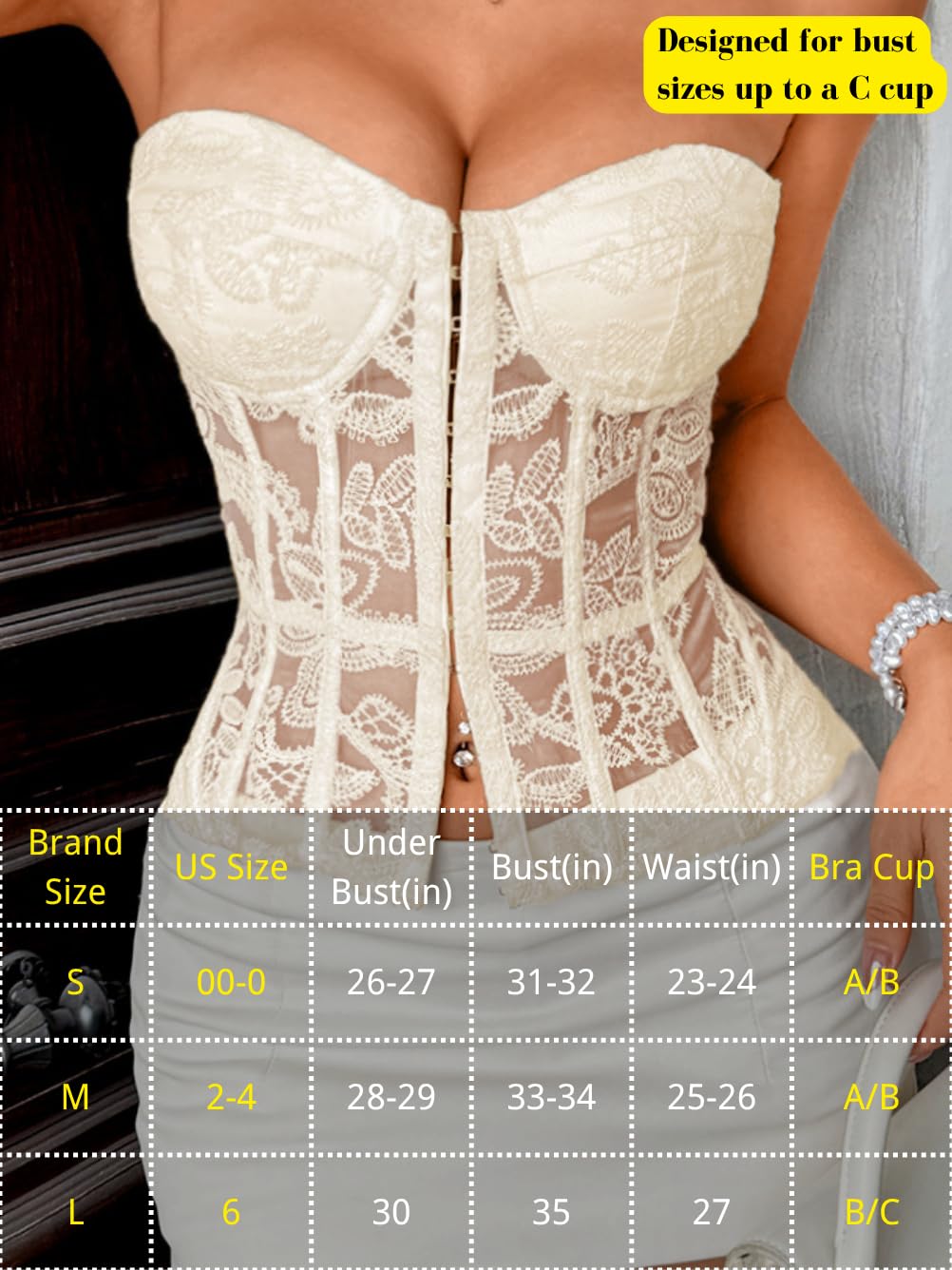ShawGobow Lace Corset Top for Women, Strapless Bustier — image 5