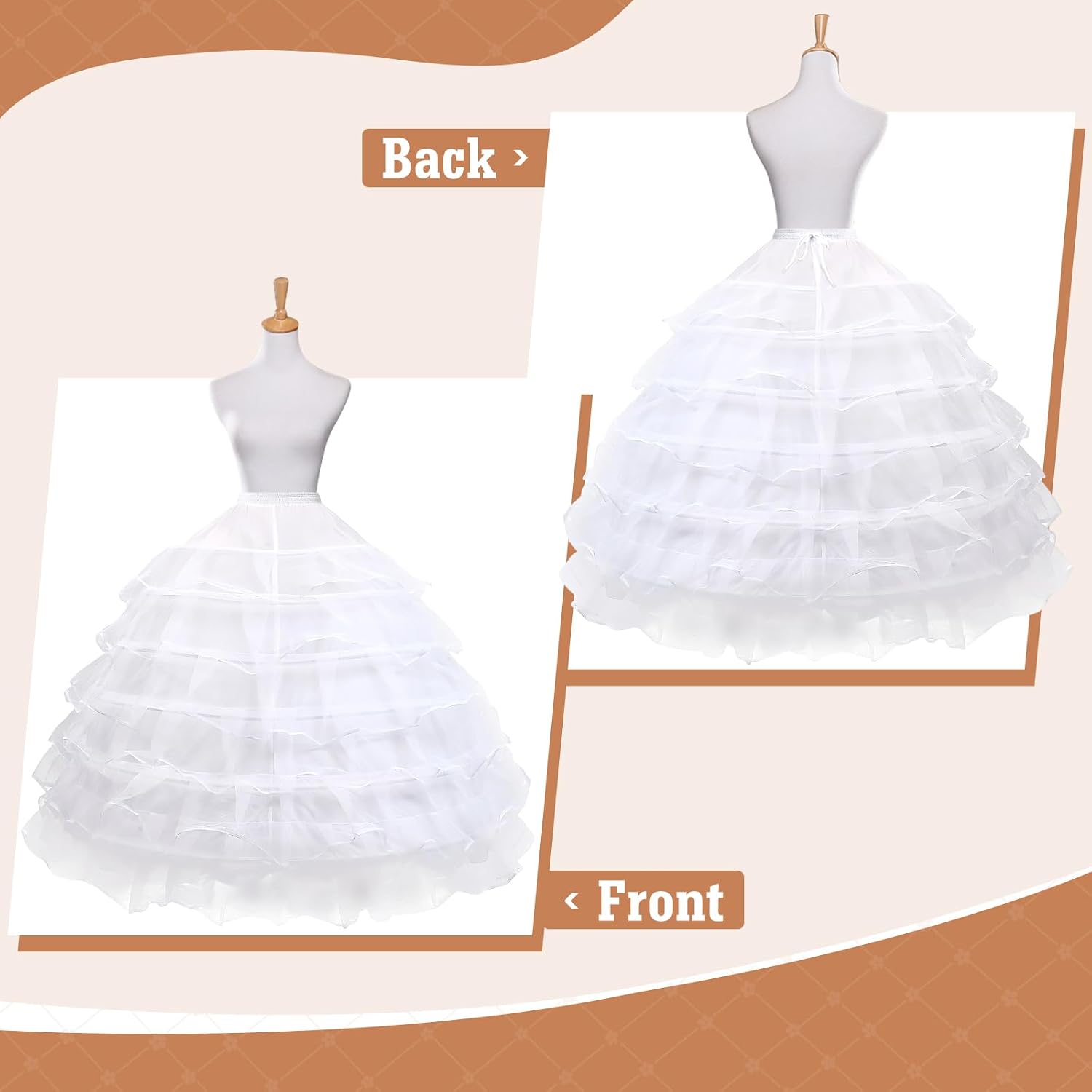 SOMOYA Plus Size 6 Hoop Petticoat Floor Length — image 4