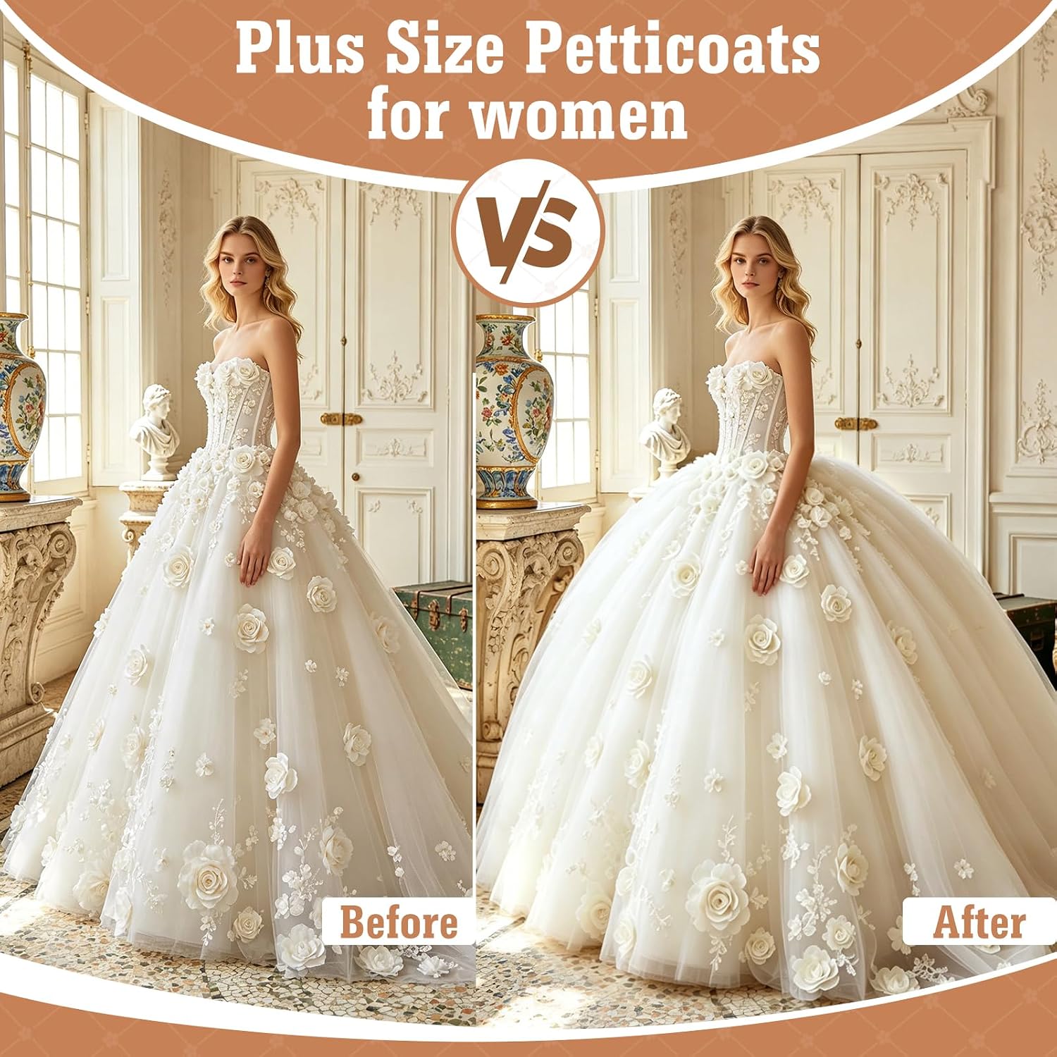 SOMOYA Plus Size 6 Hoop Petticoat Floor Length — image 6