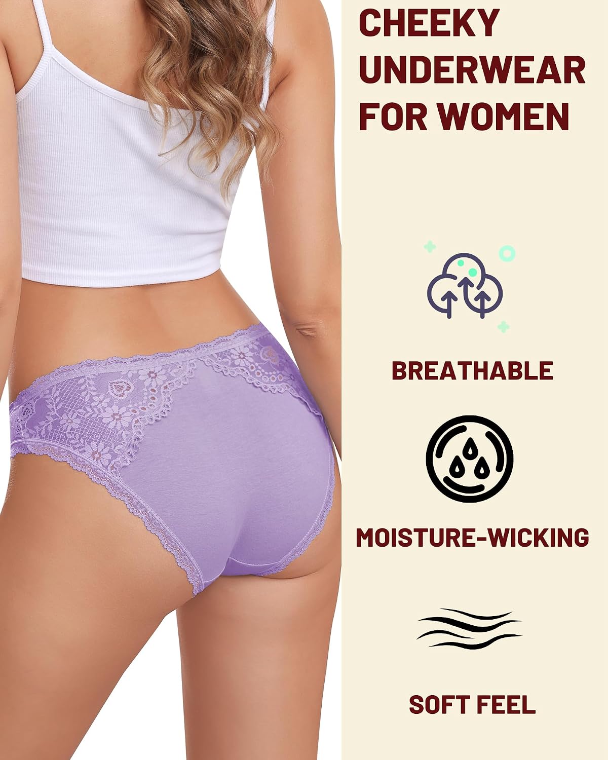 Oegho Women's Lace Cheeky Bikini Panties 5 Pack — image 4