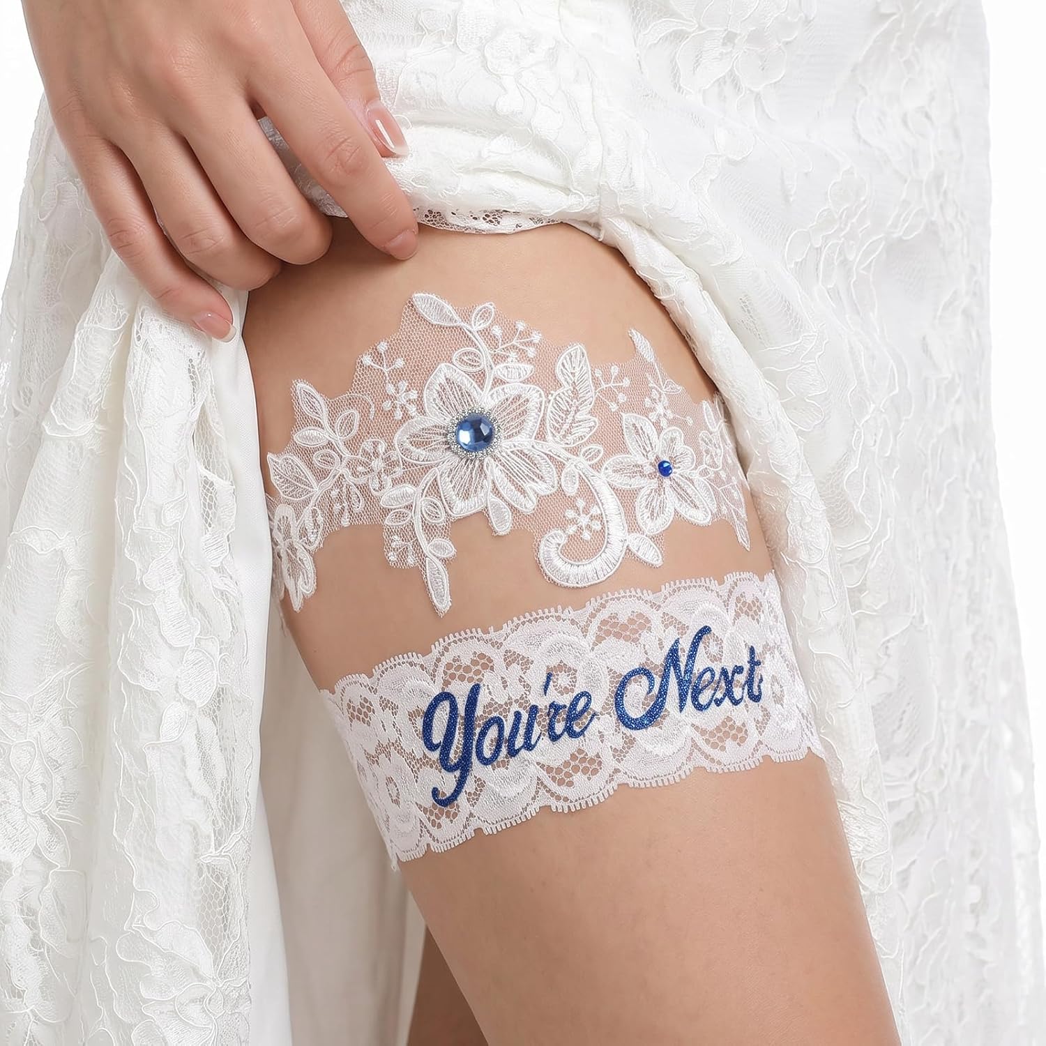 Chsoejuf 2-Piece Lace Wedding Garter Set