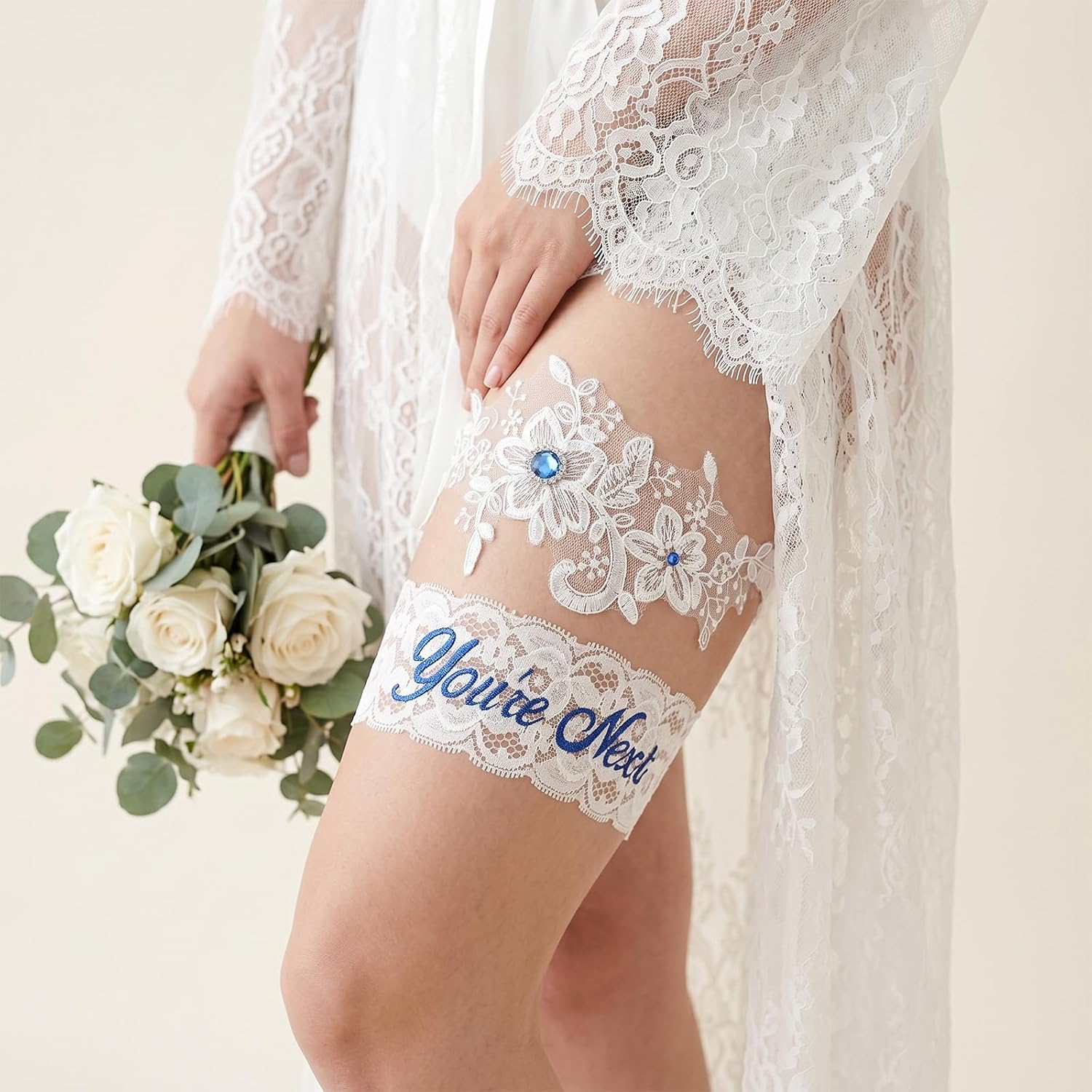 Chsoejuf 2-Piece Lace Wedding Garter Set — image 7