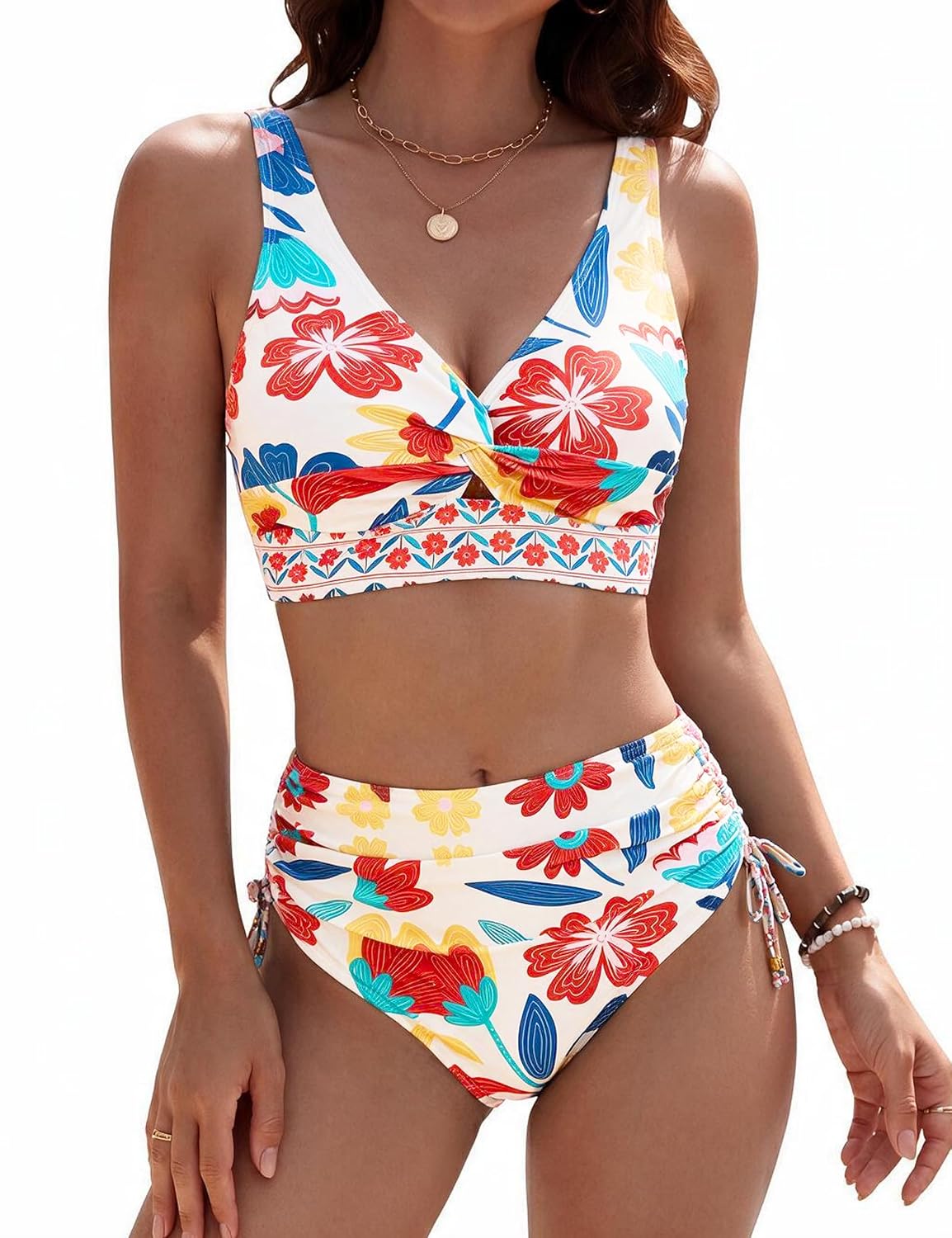 WINEGO High Waisted Twist Front Cutout Bikini Set — image 12