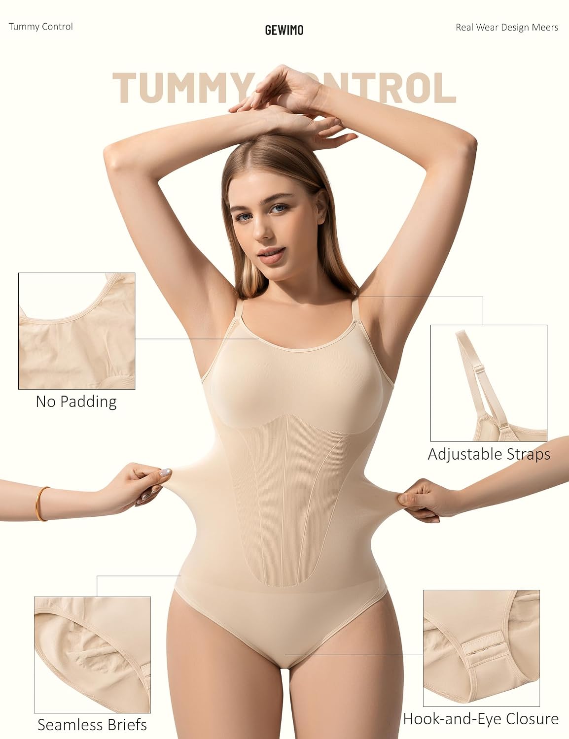 GEWIMO Seamless Tummy Control Shapewear Bodysuit — image 2
