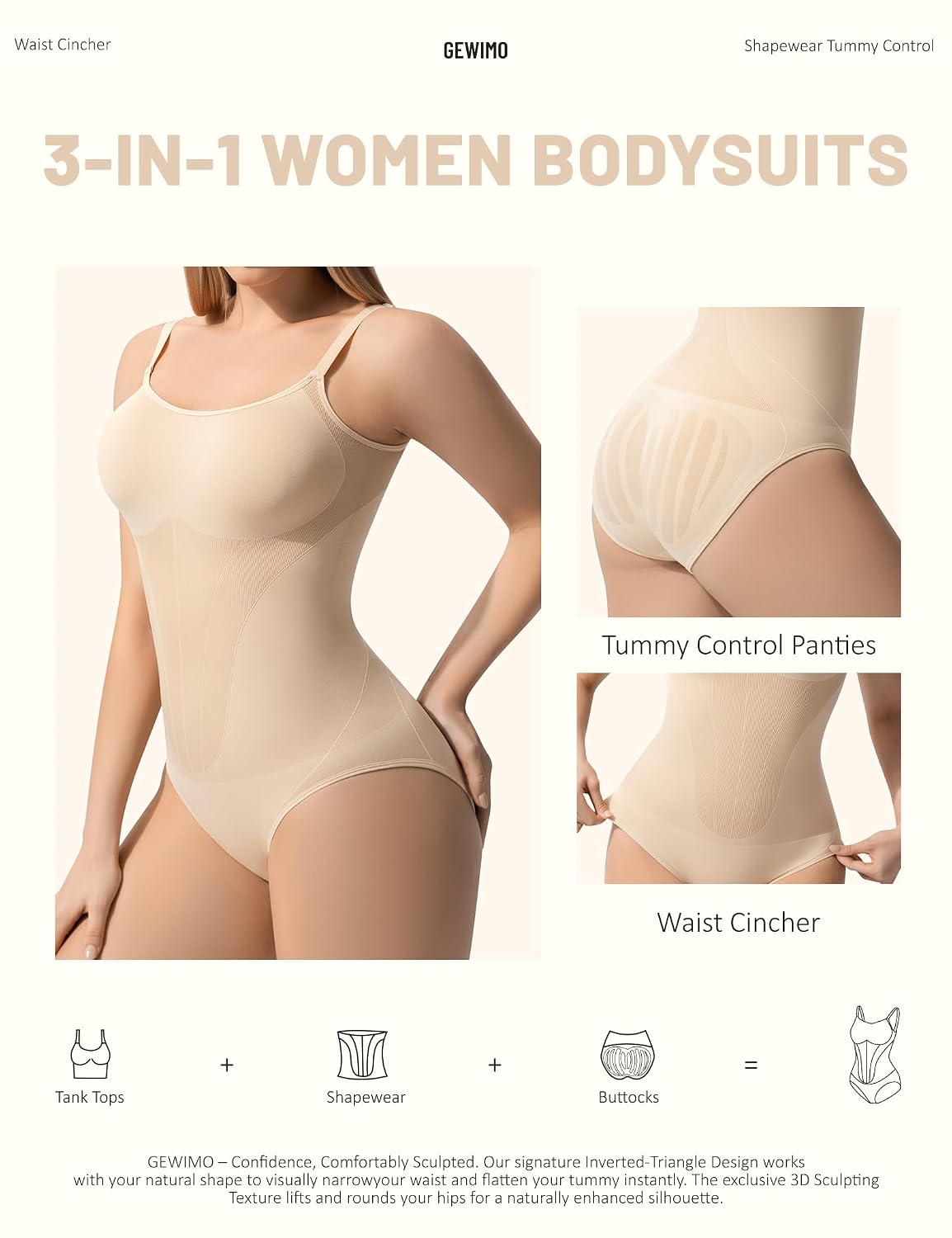 GEWIMO Seamless Tummy Control Shapewear Bodysuit — image 3