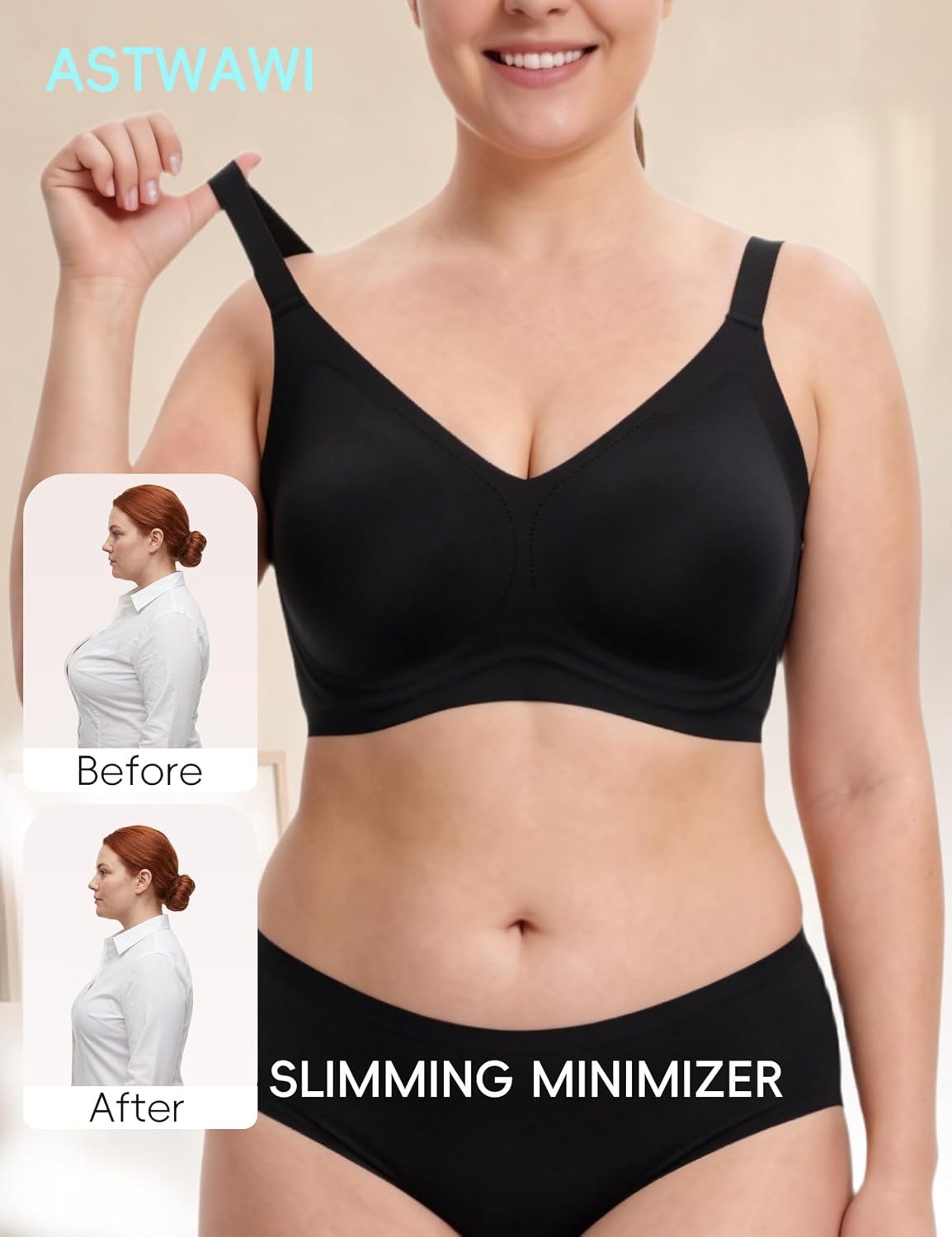 ASTWAWI Women's Wireless Minimizer T-Shirt Bra — image 3