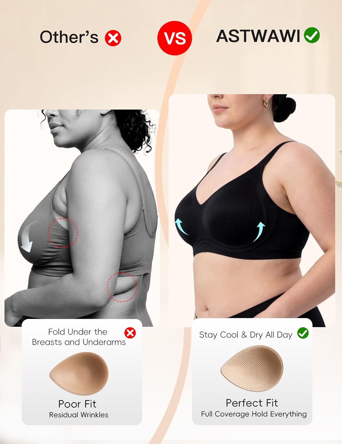 ASTWAWI Women's Wireless Minimizer T-Shirt Bra — image 5