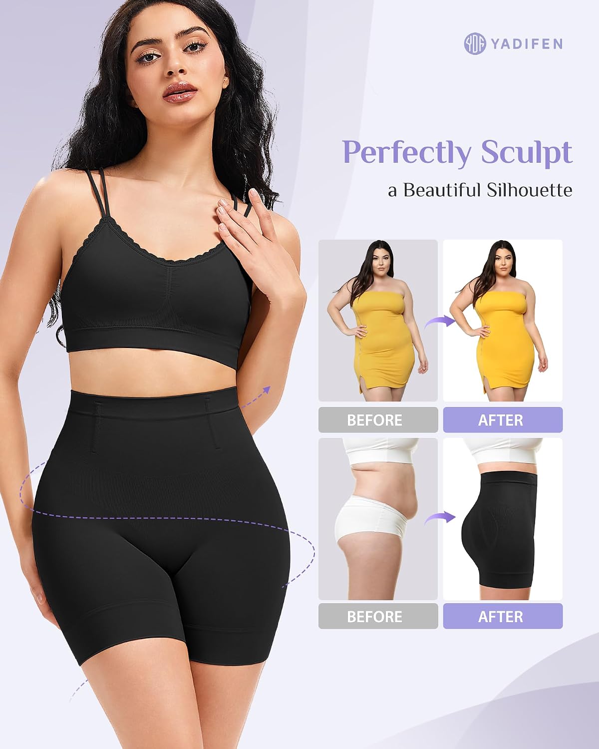 YADIFEN Mid Waisted Tummy Control Shapewear Shorts — image 4