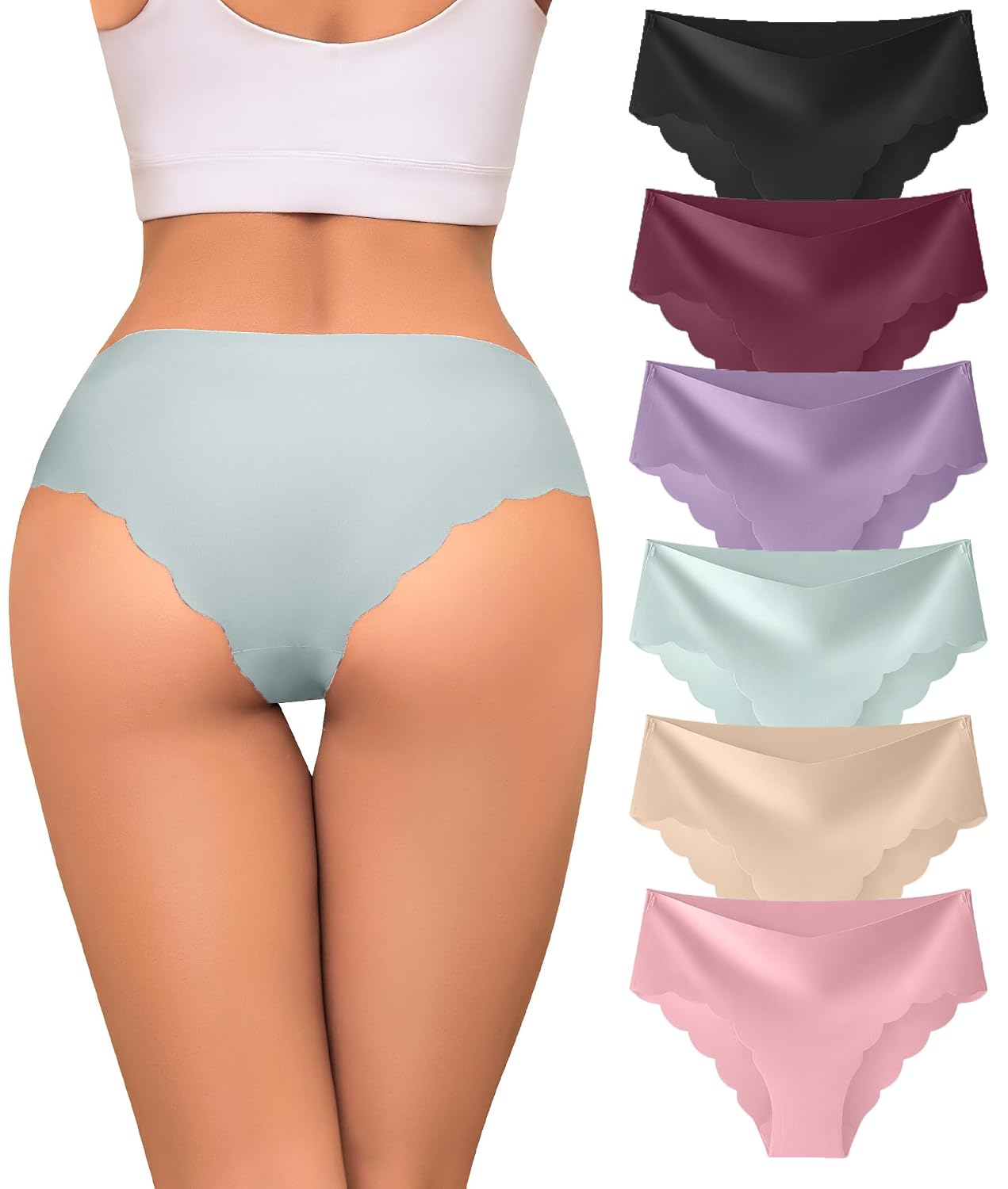 Riozz Seamless Wave Edge Bikini Panties 6 Pack