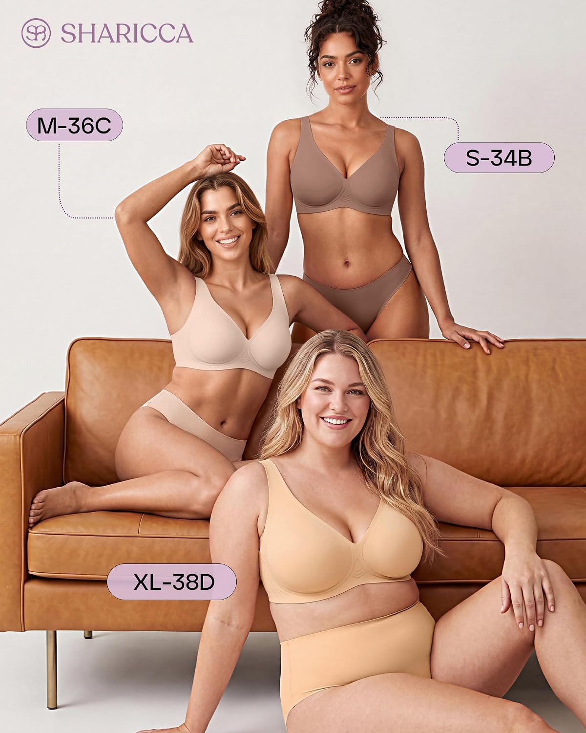 SHARICCA Wireless Seamless Deep V Push Up Bra — image 5