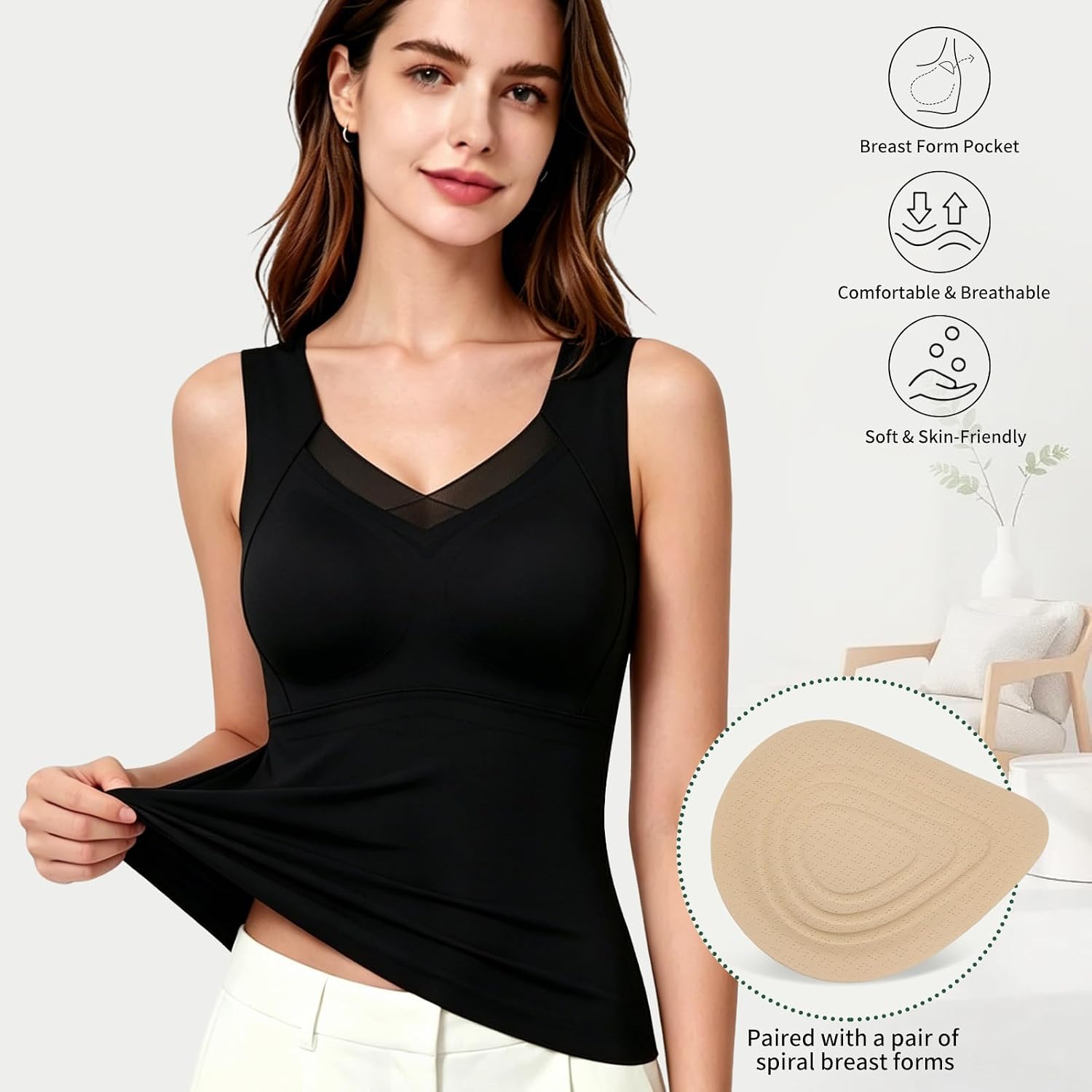 Lervanla Wire-Free Mastectomy Camisole Bra — image 3