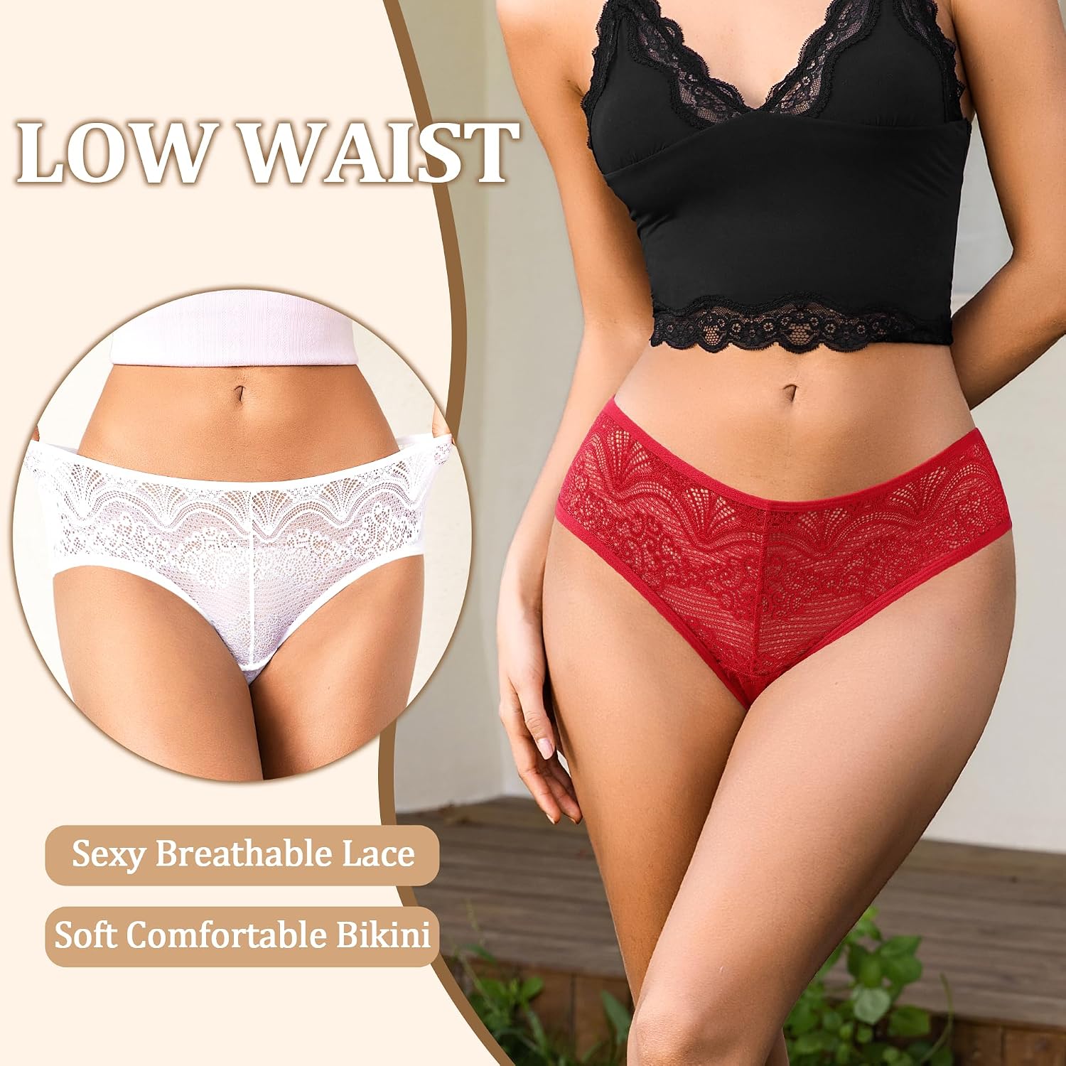 Neikuxia Women's Lace Hipster Bikini Panties Pack — image 3