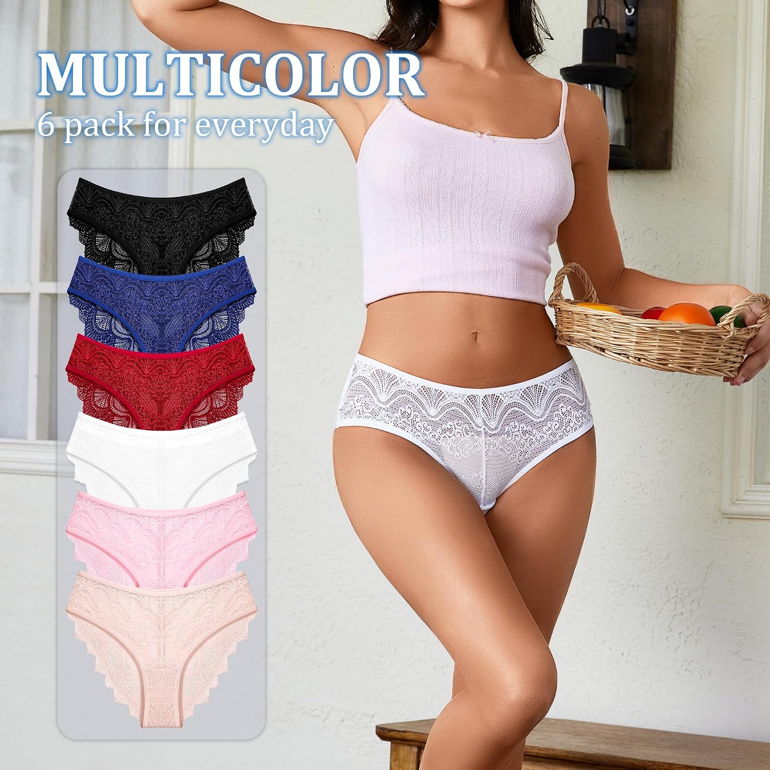 Neikuxia Women's Lace Hipster Bikini Panties Pack — image 6