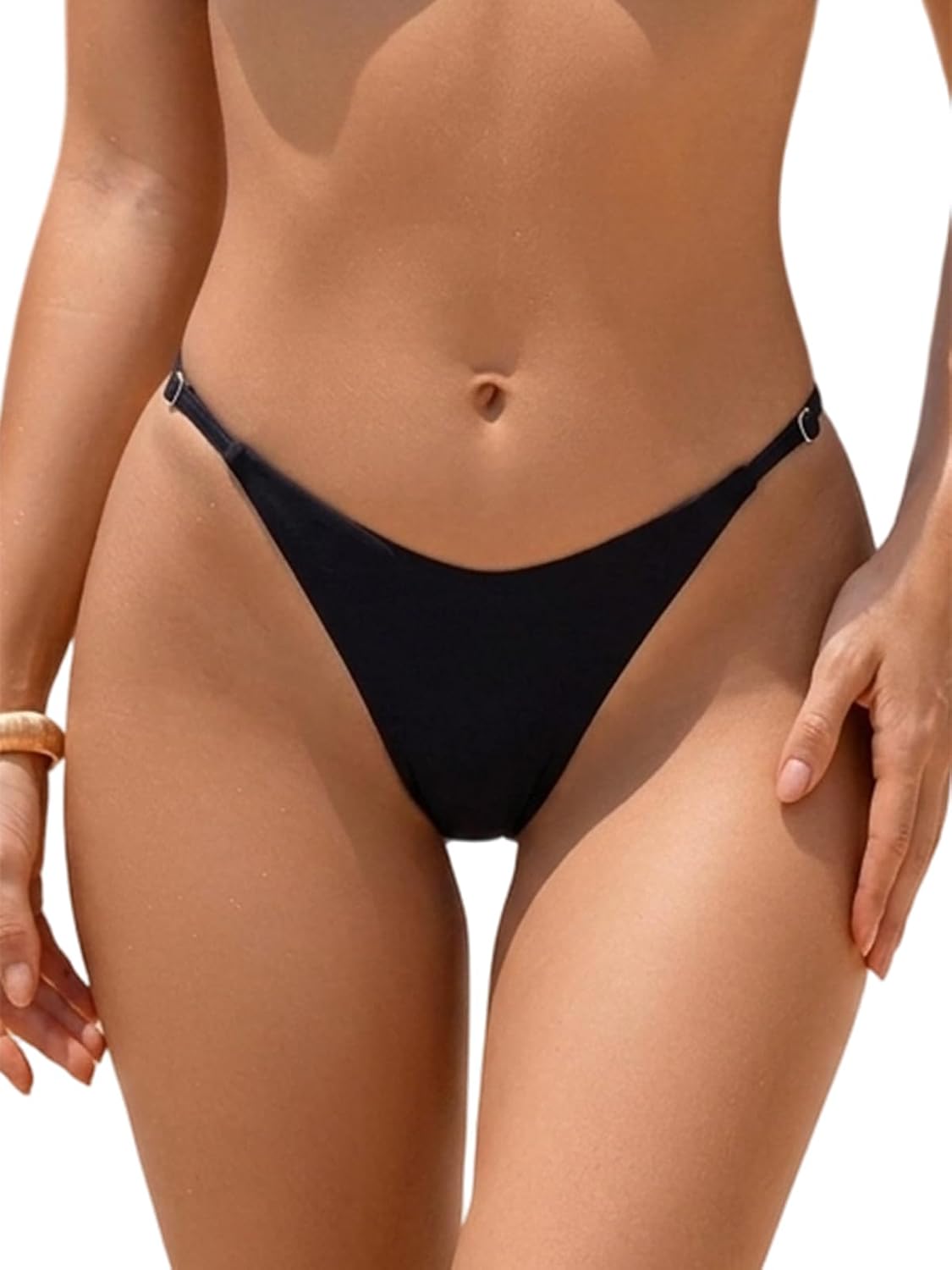 Bavace Women's Adjustable Thong Bikini Bottom