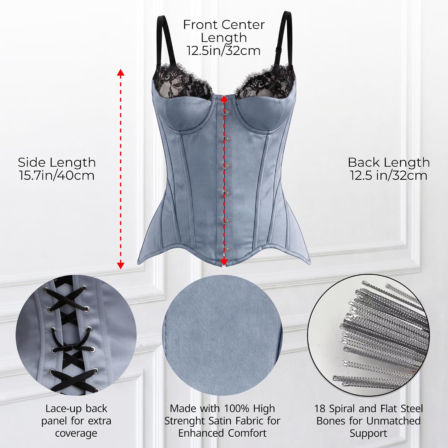 WS Waist Secrets Overbust Satin Corset Bustier — image 6