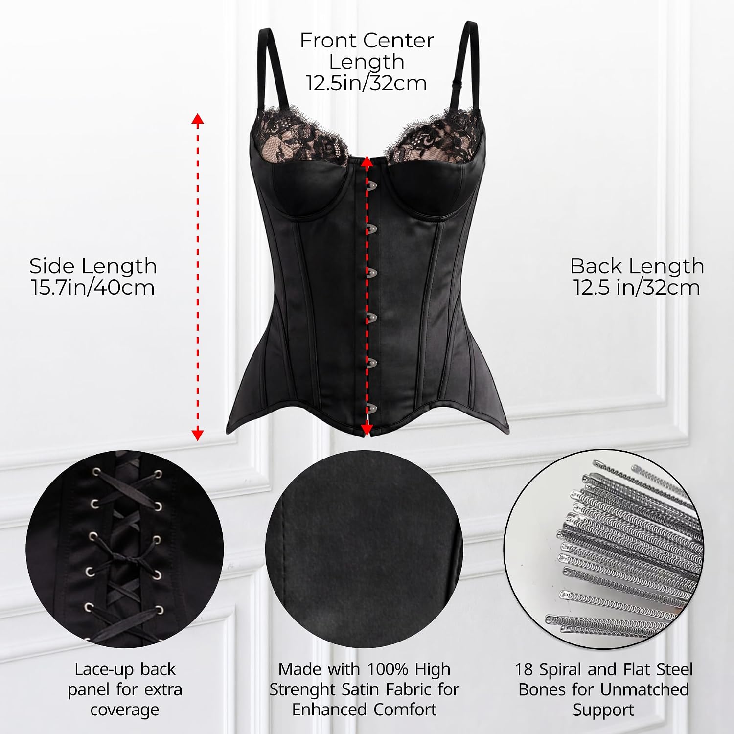 WS Waist Secrets Overbust Satin Corset Bustier — image 6