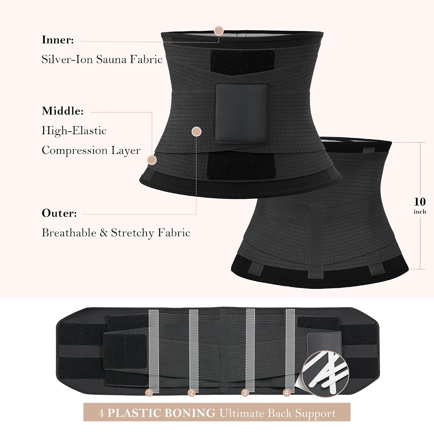YIANNA 3-Layer Waist Trainer Cincher — image 8