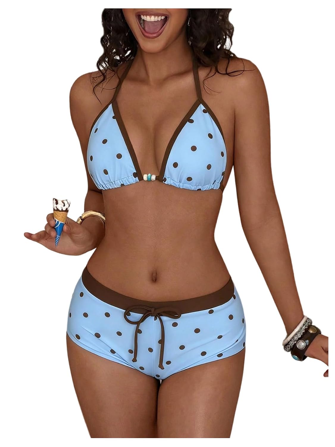 WDIRARA Polka Dot Halter Bikini Set — image 8