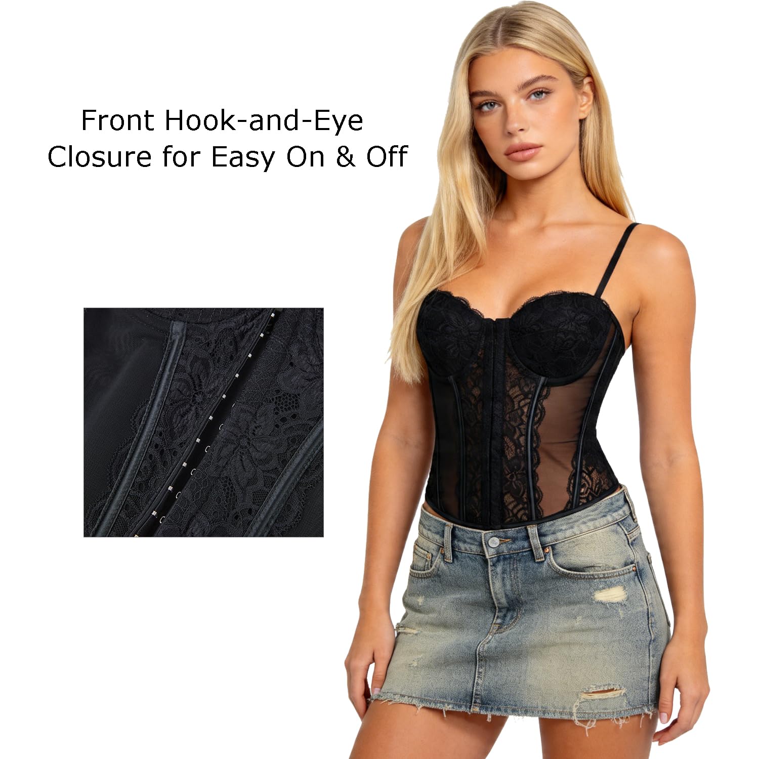 LARTIGUE Women's Lace Corset Crop Top — image 4