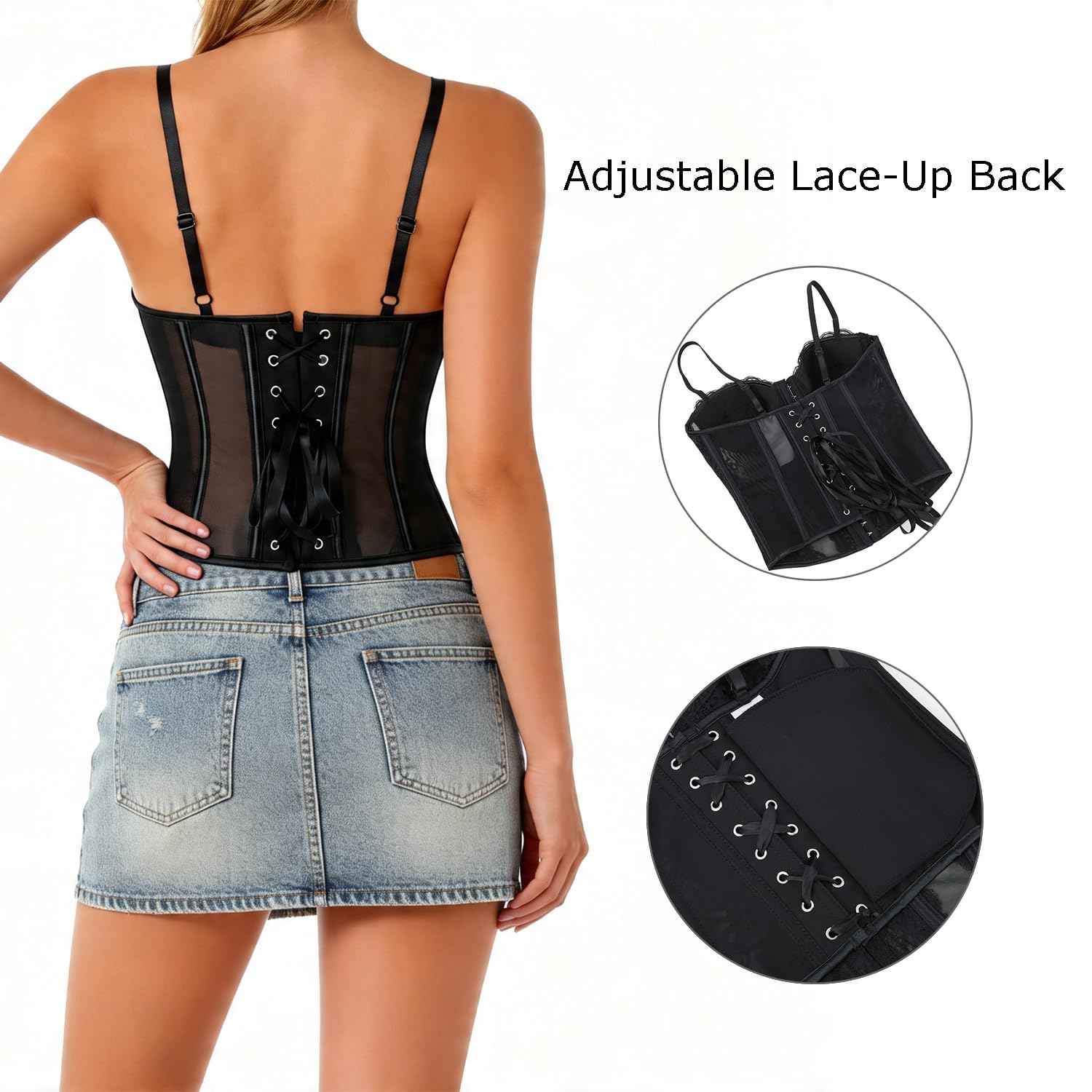 LARTIGUE Women's Lace Corset Crop Top — image 5