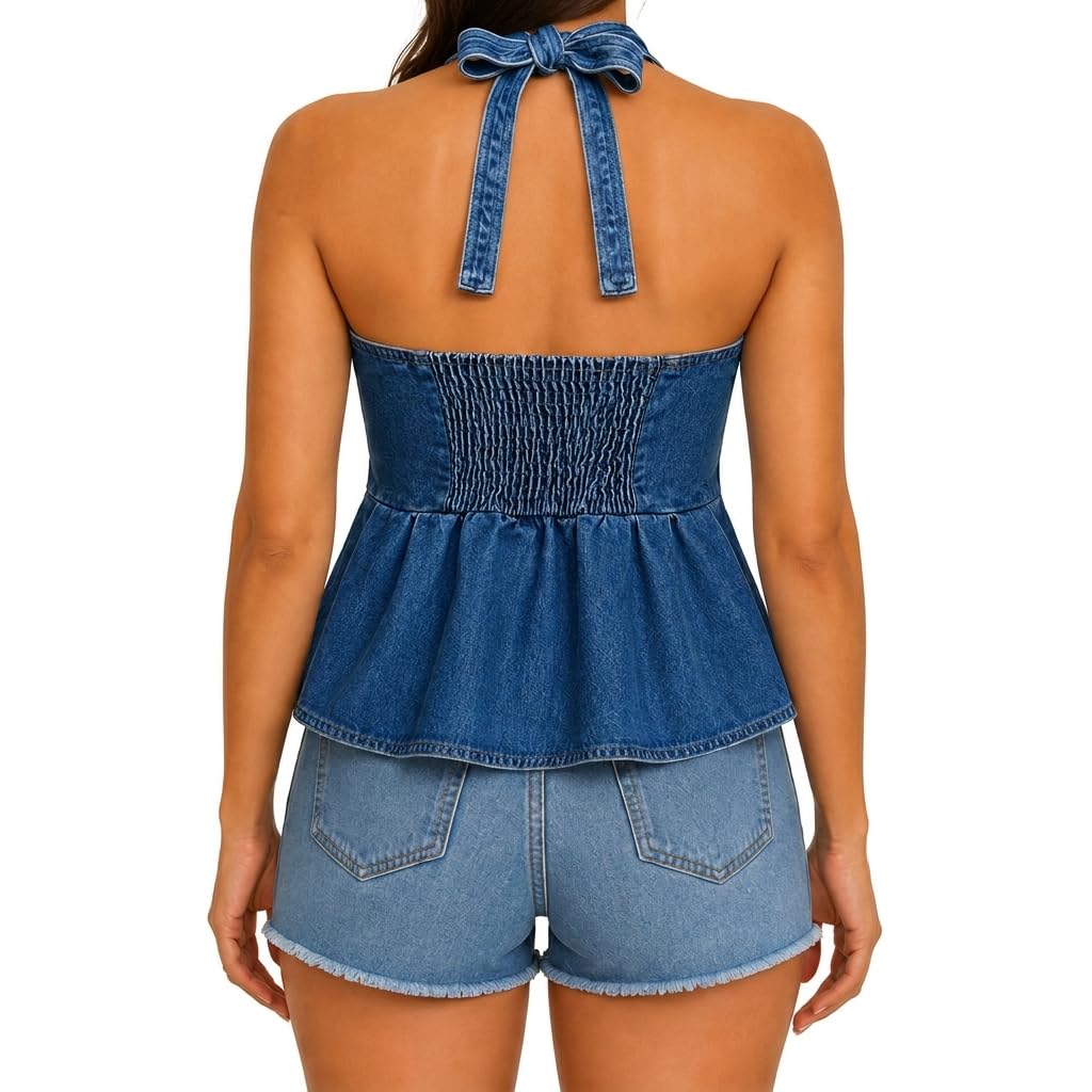 Lunaaevi Women's Denim Halter Corset Top — image 2
