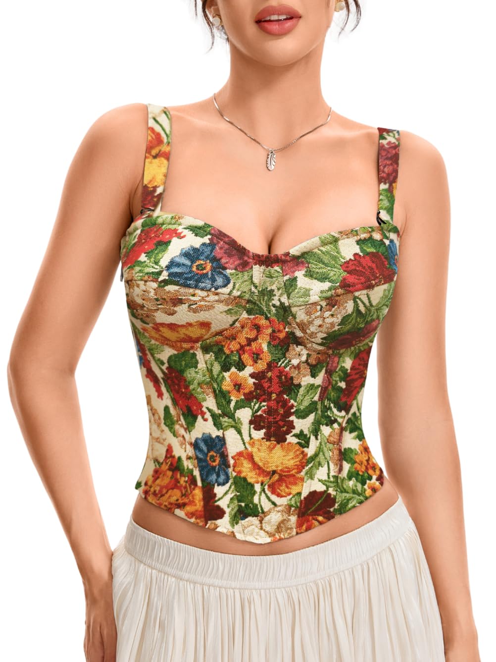 ChiaoLezhee Embroidered Corset Bustier for Women