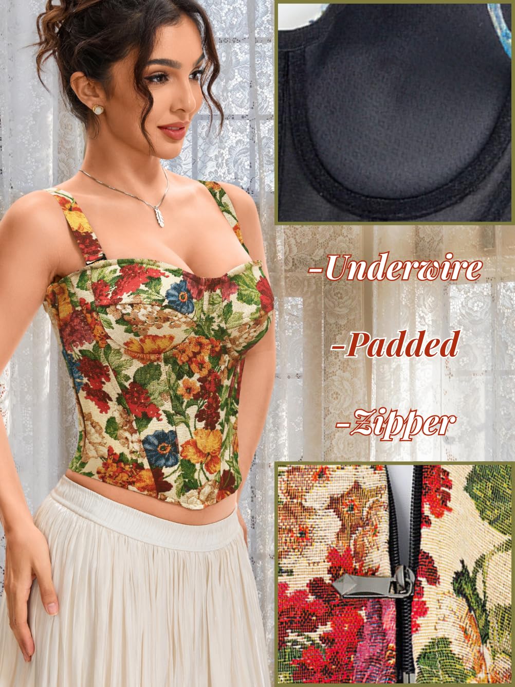 ChiaoLezhee Embroidered Corset Bustier for Women — image 3