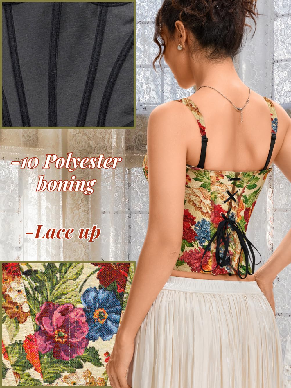 ChiaoLezhee Embroidered Corset Bustier for Women — image 4