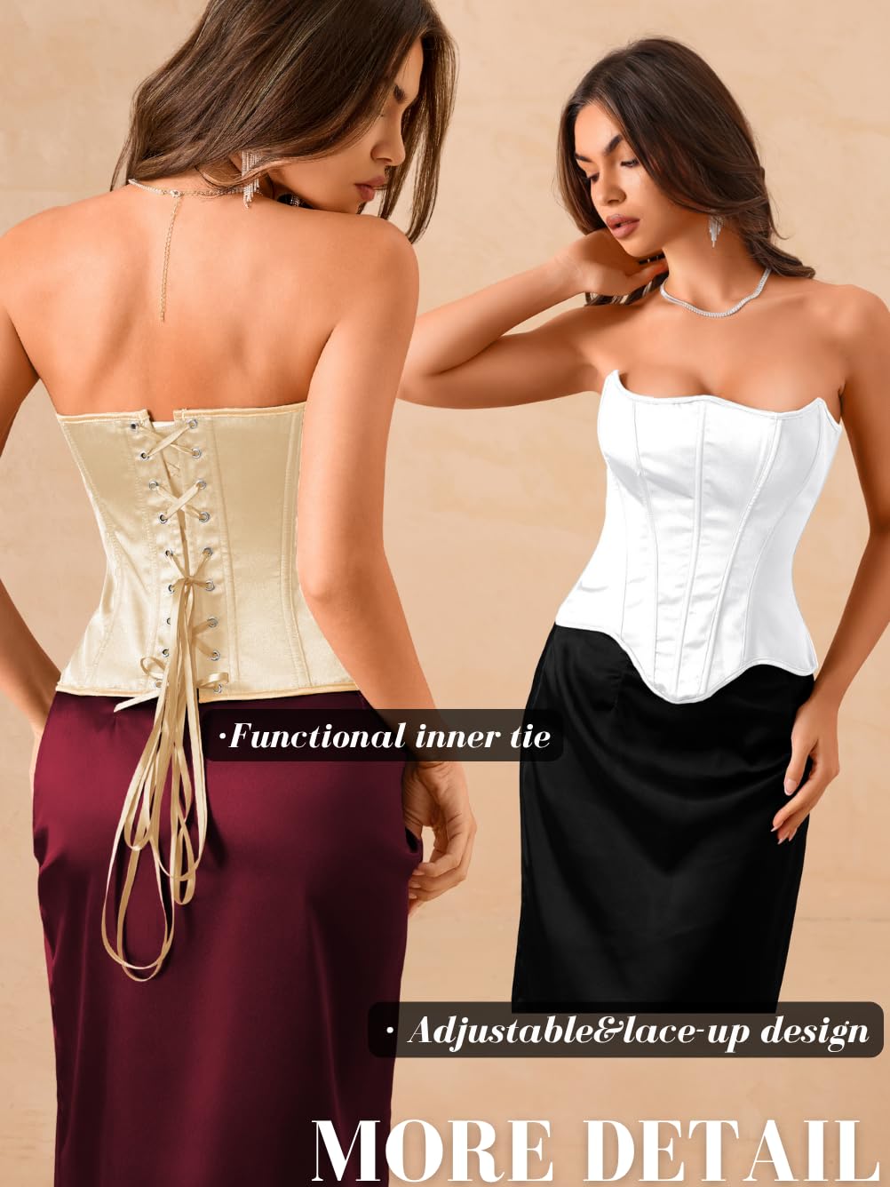 ChiaoLezhee Women's Strapless Satin Corset Bustier — image 3