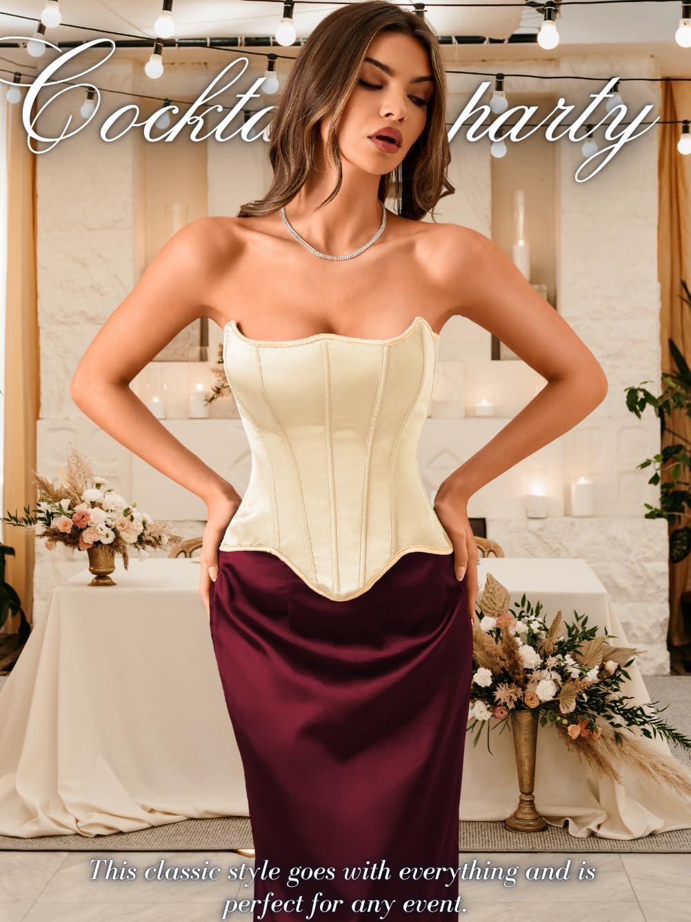 ChiaoLezhee Women's Strapless Satin Corset Bustier — image 4