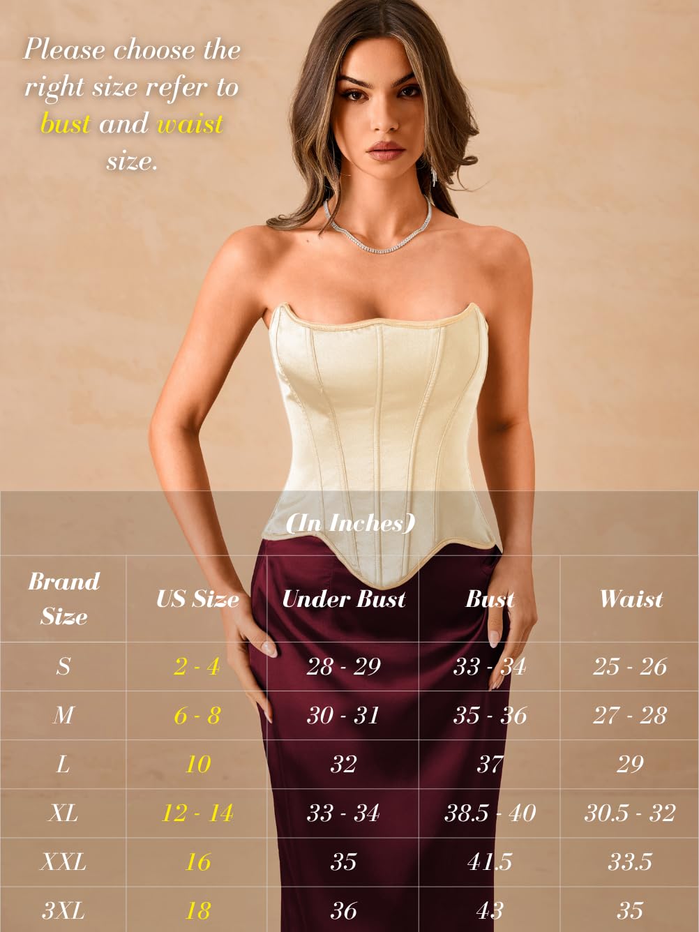 ChiaoLezhee Women's Strapless Satin Corset Bustier — image 6