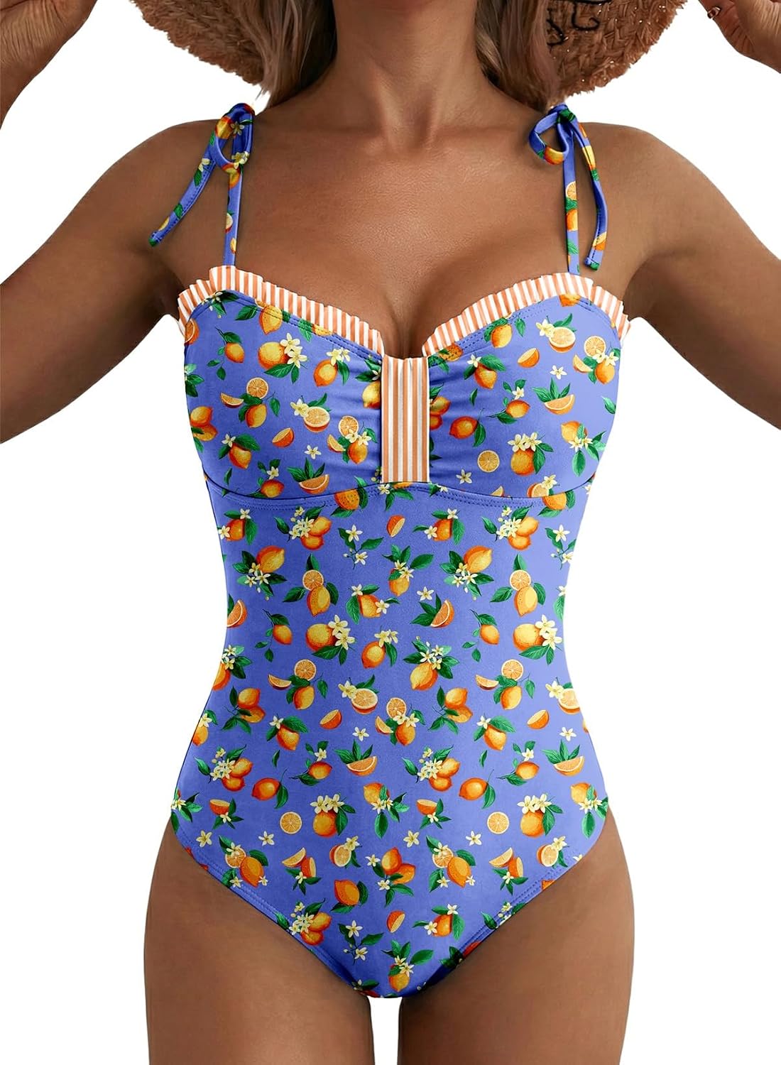 Herseas Women's Striped Tie Shoulder One Piece Swimsuit — image 11