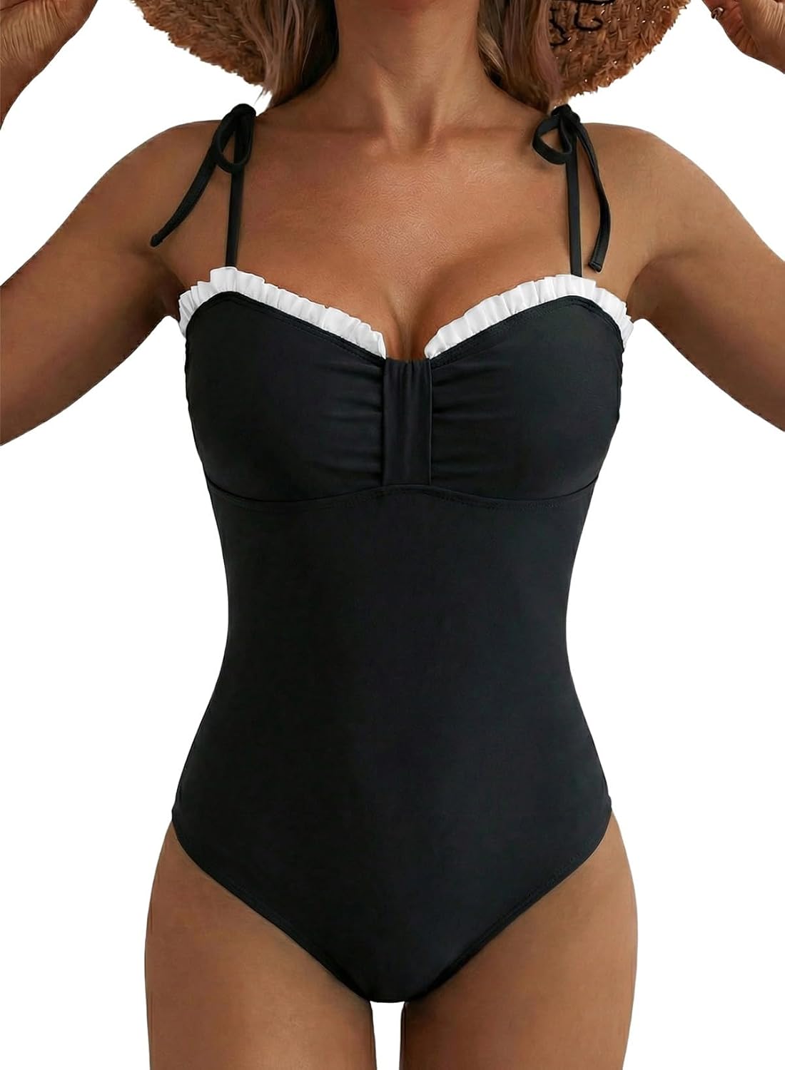 Herseas Women's Striped Tie Shoulder One Piece Swimsuit — image 12