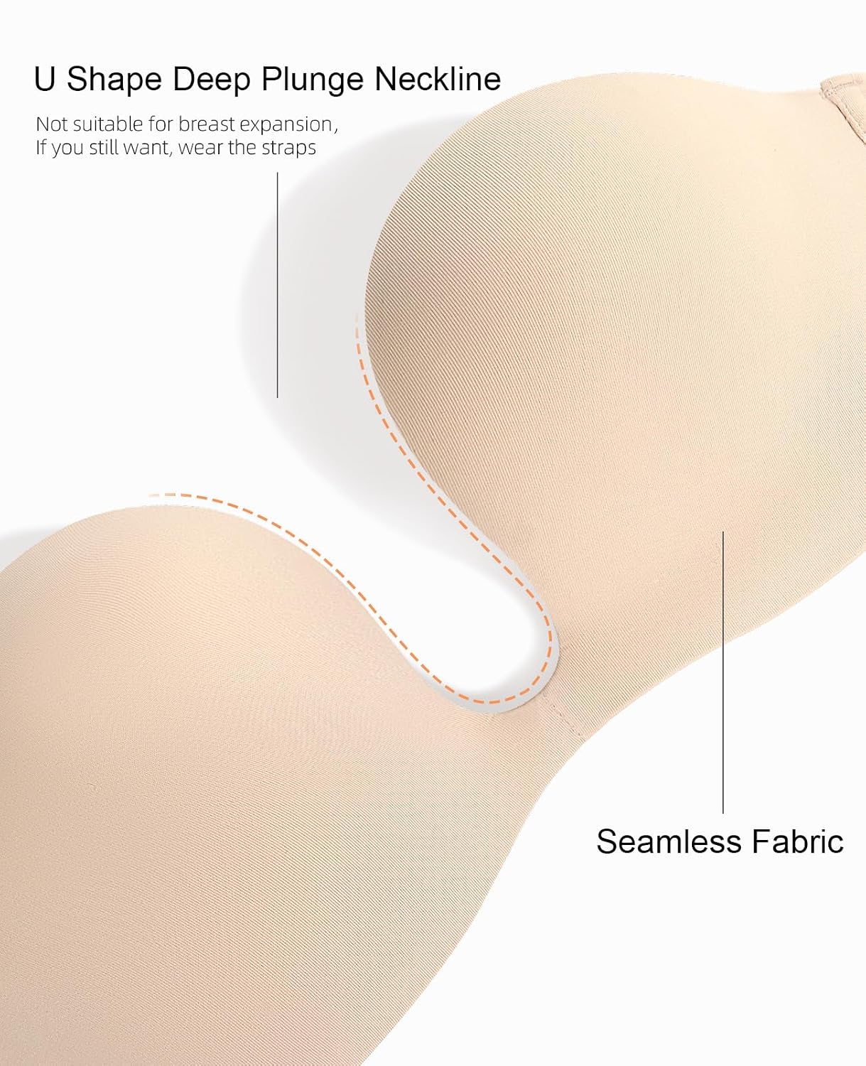 Upushall Strapless Push-Up Bra with Padded Plunge — image 4
