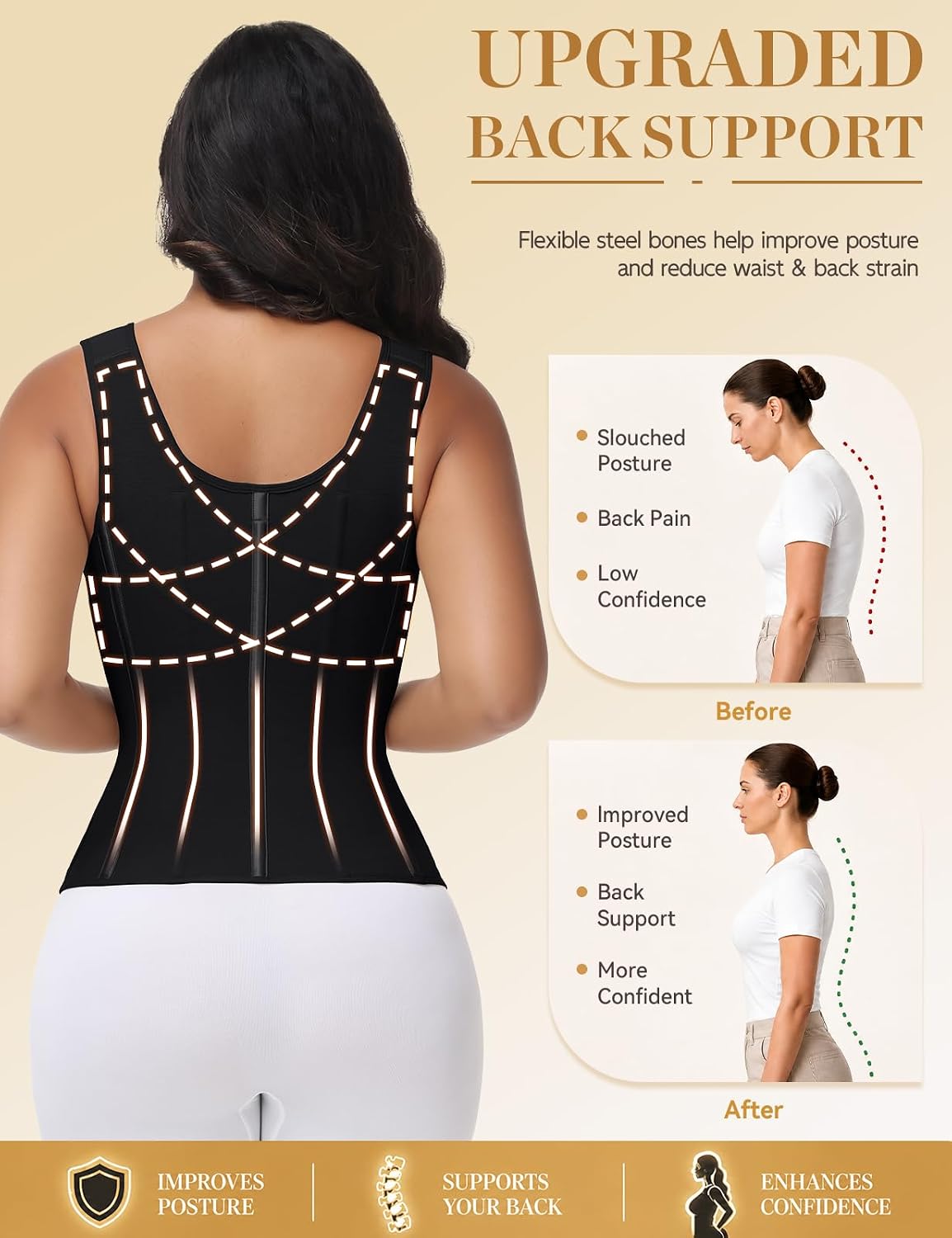 SHAPSHE Waist Trainer Corset with Bra for Women — image 3