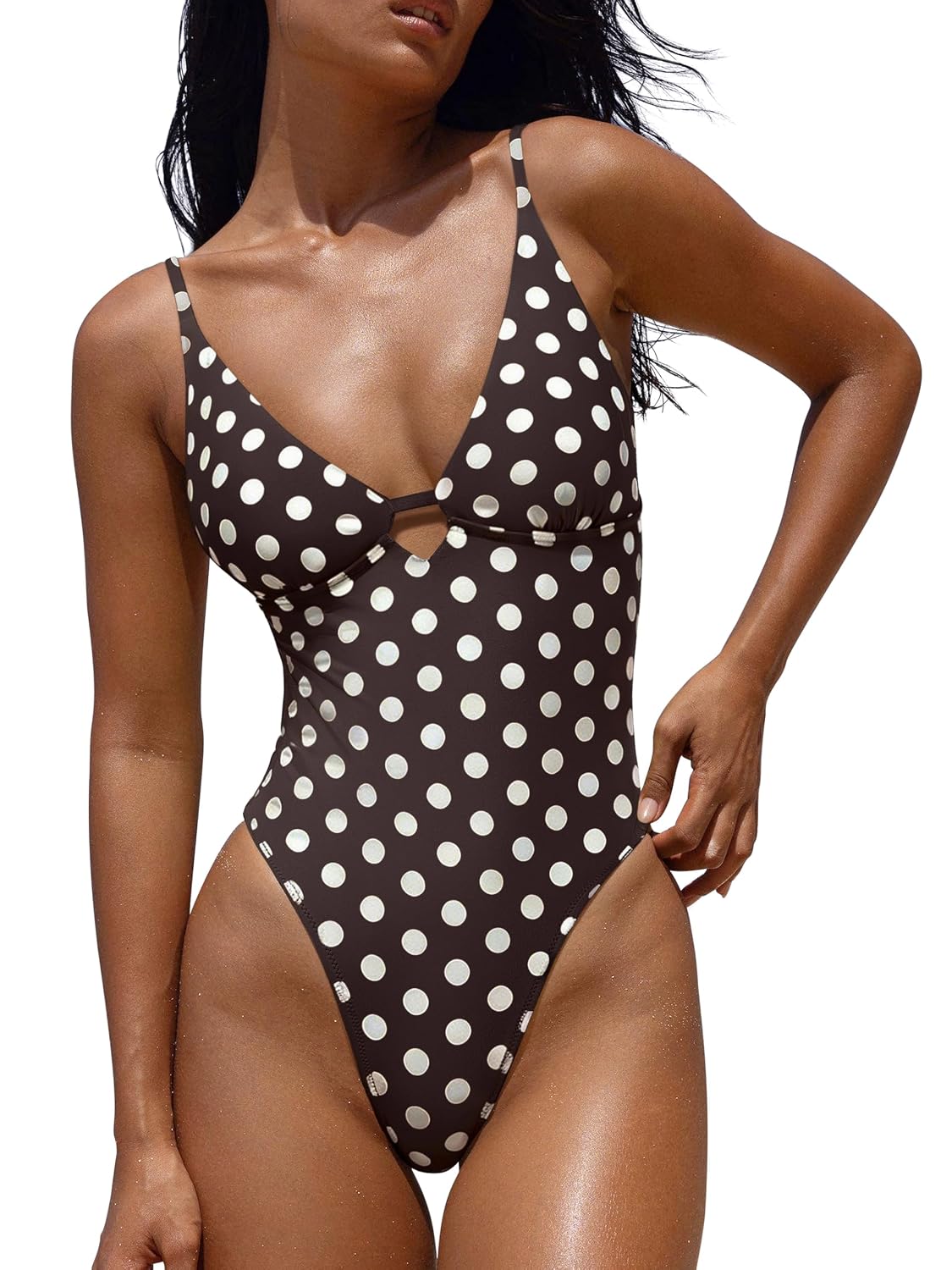 LASLULU Women's V-Neck Padded One Piece Swimsuit