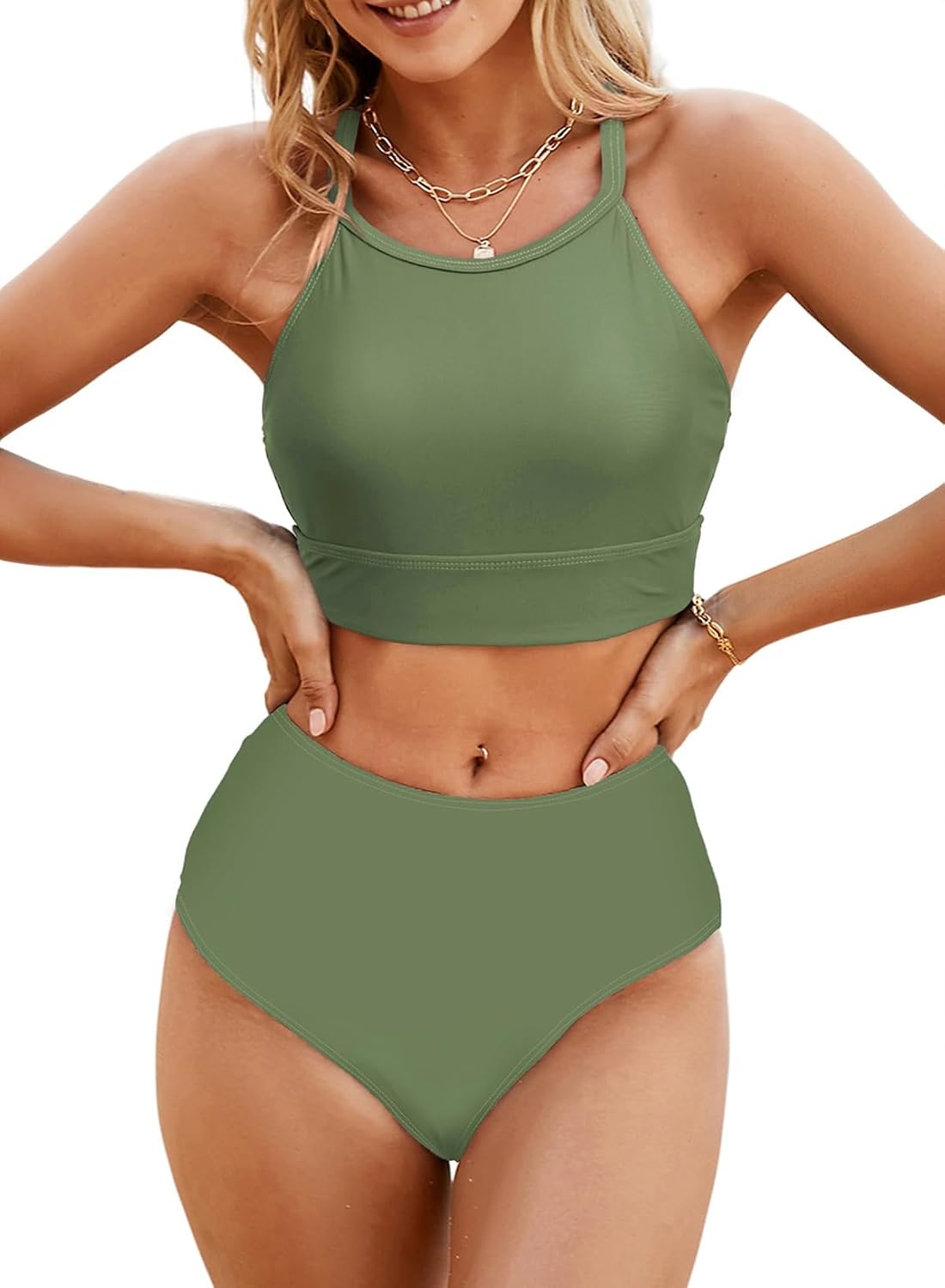 Herseas High Neck Tropical Leaf Bikini Set — image 6