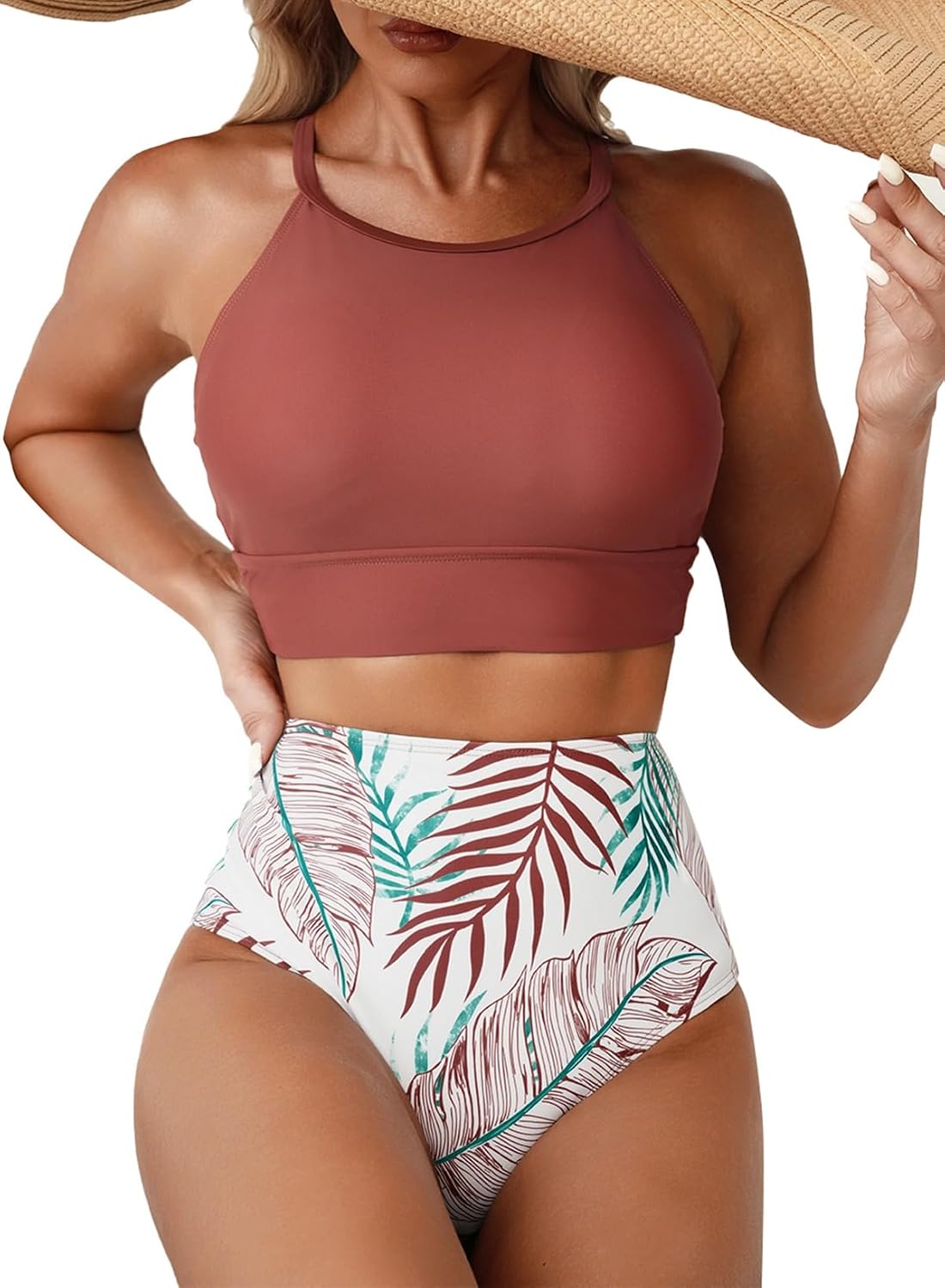 Herseas High Neck Tropical Leaf Bikini Set — image 10