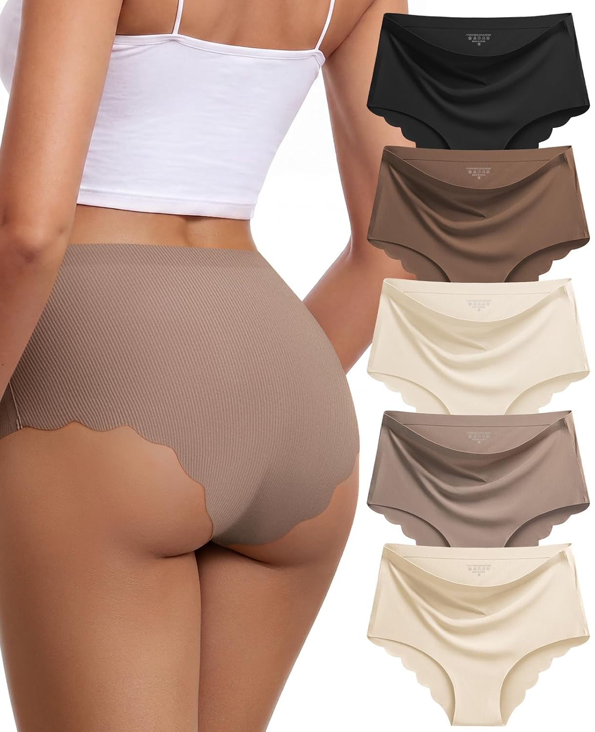 SDEOER High Waisted Seamless No Show Panties