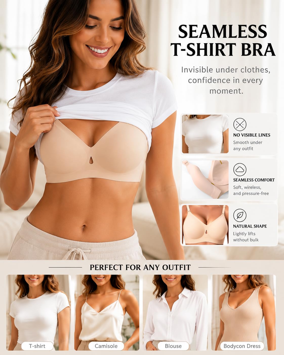 COOL CUTE Women's Seamless Gel Push Up Bra — image 4