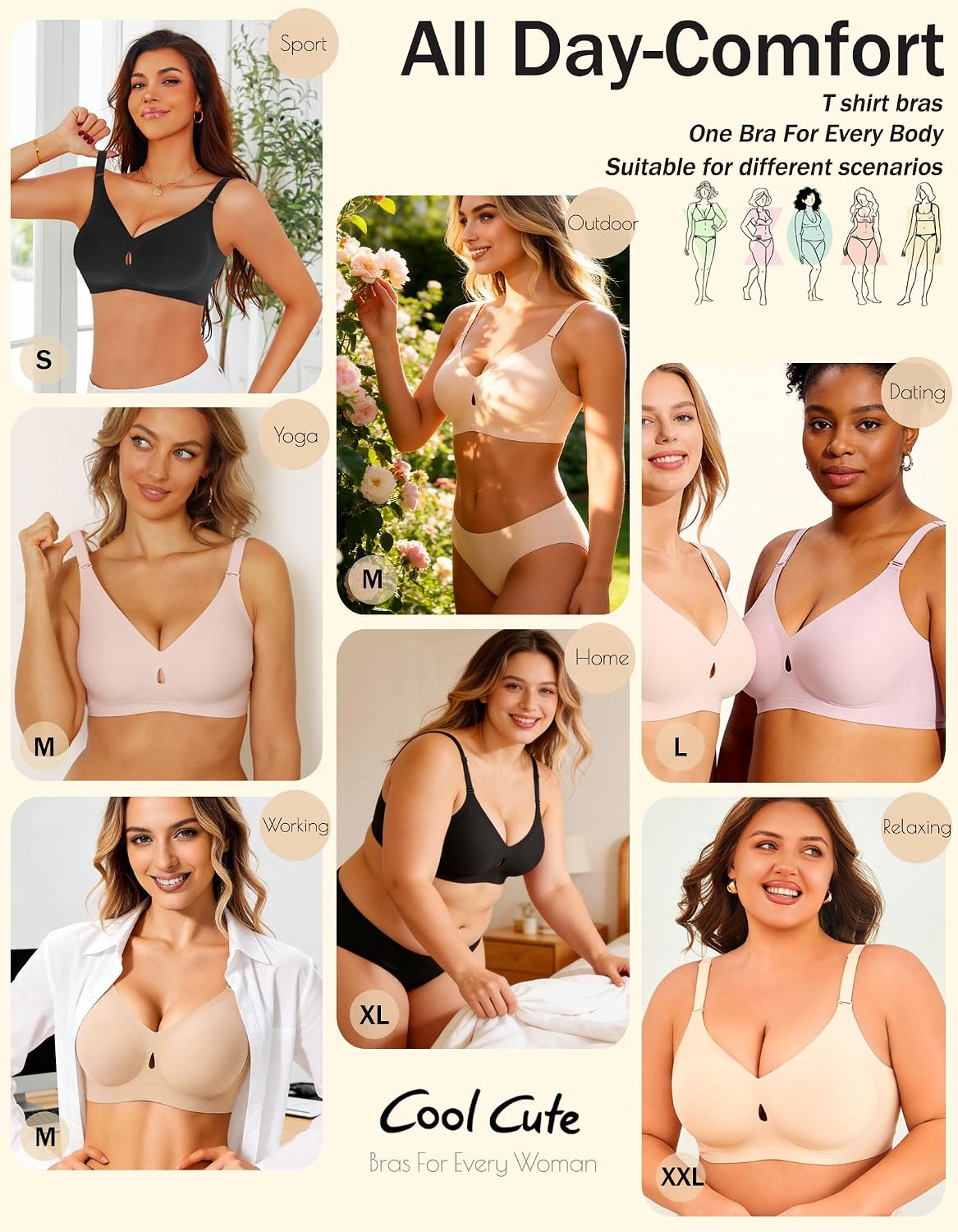 COOL CUTE Women's Seamless Gel Push Up Bra — image 8