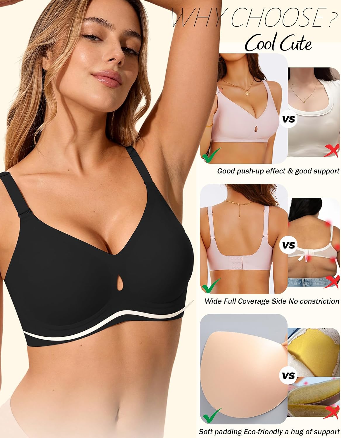 COOL CUTE Women's Seamless Gel Push Up Bra — image 9