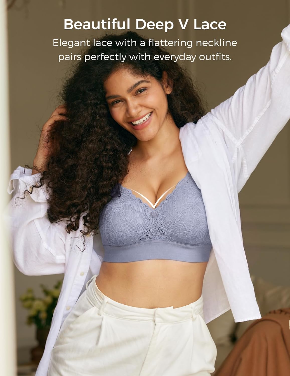 Momcozy Lace Wirefree Nursing Bra Deep V — image 2