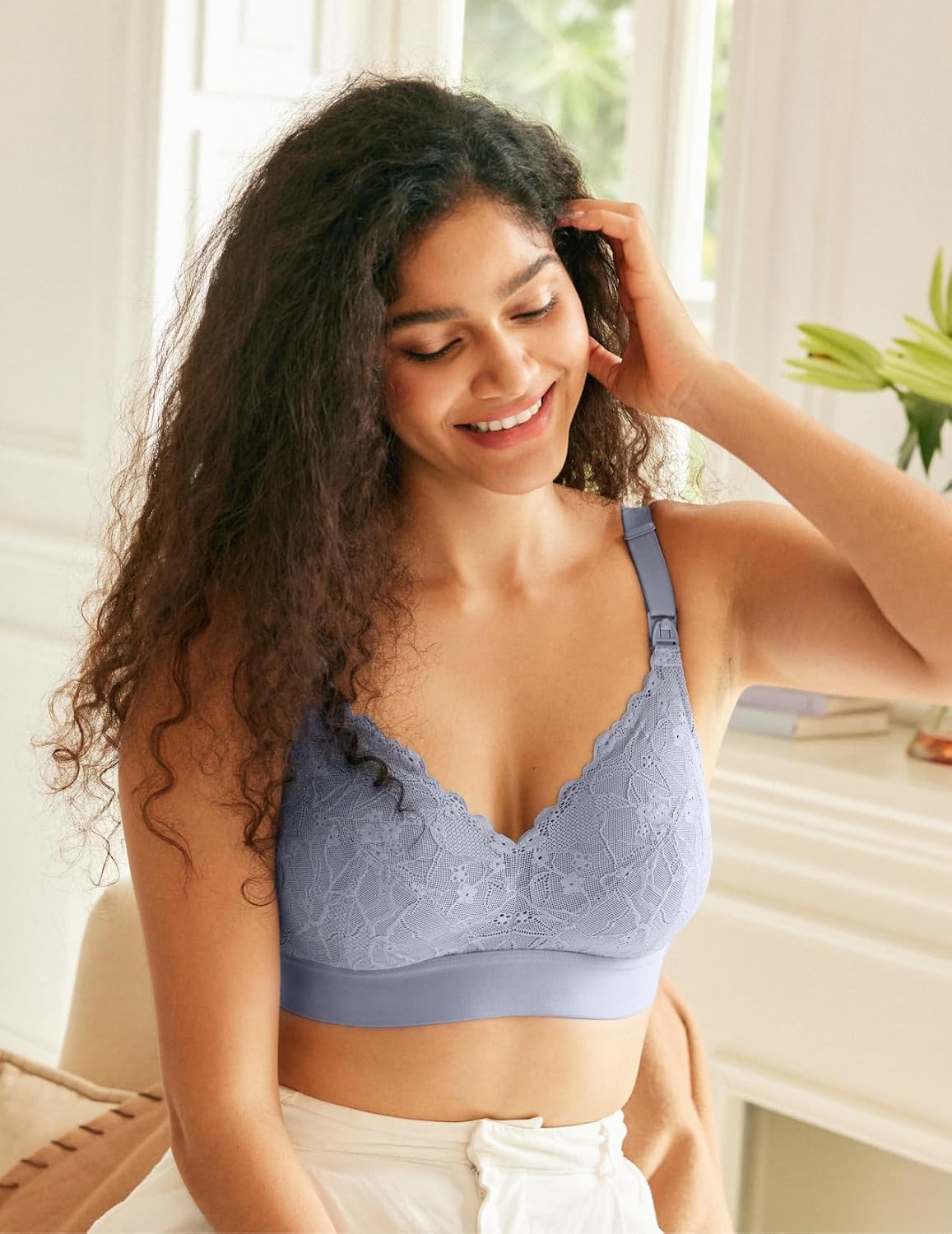 Momcozy Lace Wirefree Nursing Bra Deep V — image 6