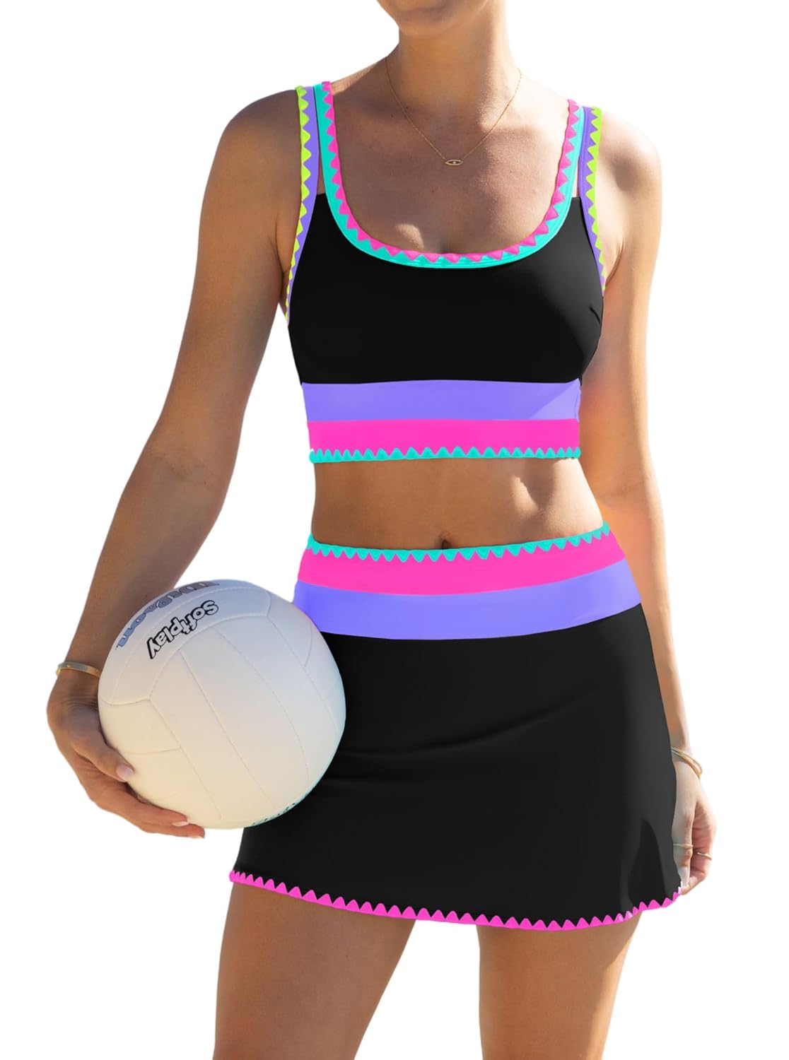 Popvil Women's Tummy Control Swimsuit with Skirt — image 8