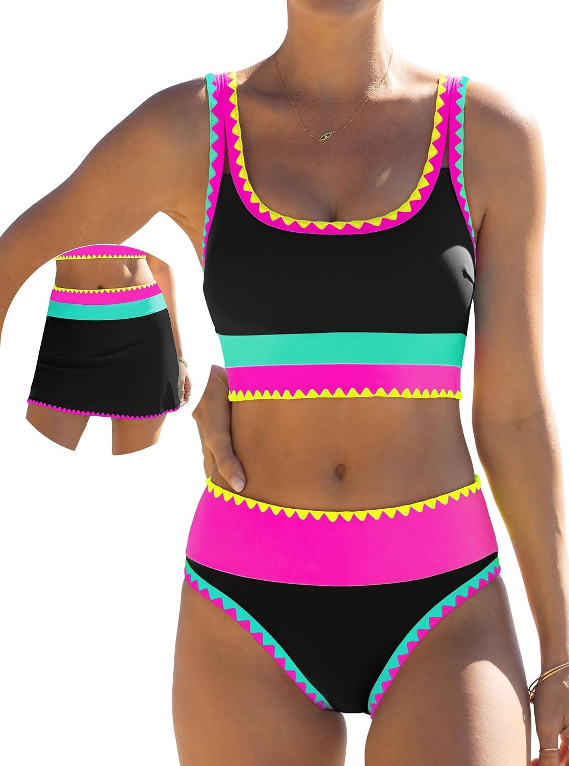 Popvil Women's Tummy Control Swimsuit with Skirt — image 11