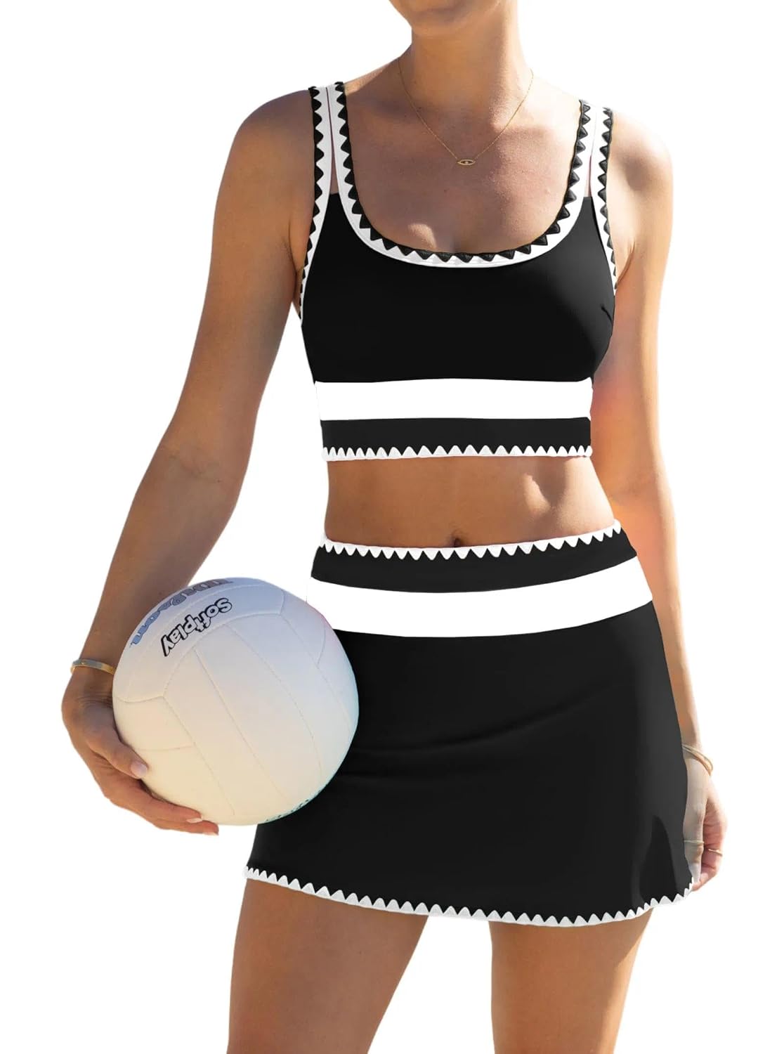 Popvil Women's Tummy Control Swimsuit with Skirt — image 12