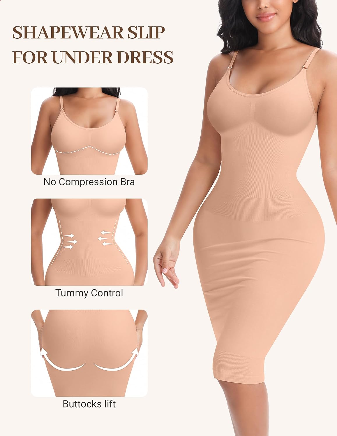 Woahhee Seamless Tummy Control Body Shaper Slip — image 3