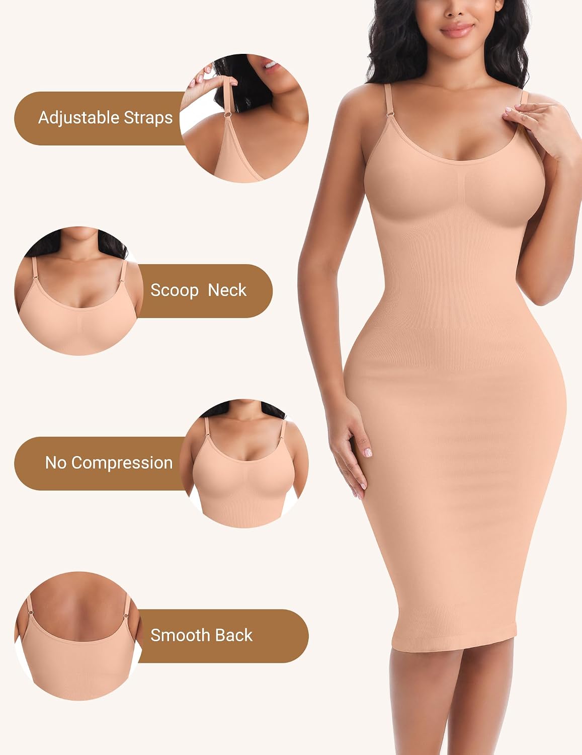 Woahhee Seamless Tummy Control Body Shaper Slip — image 4